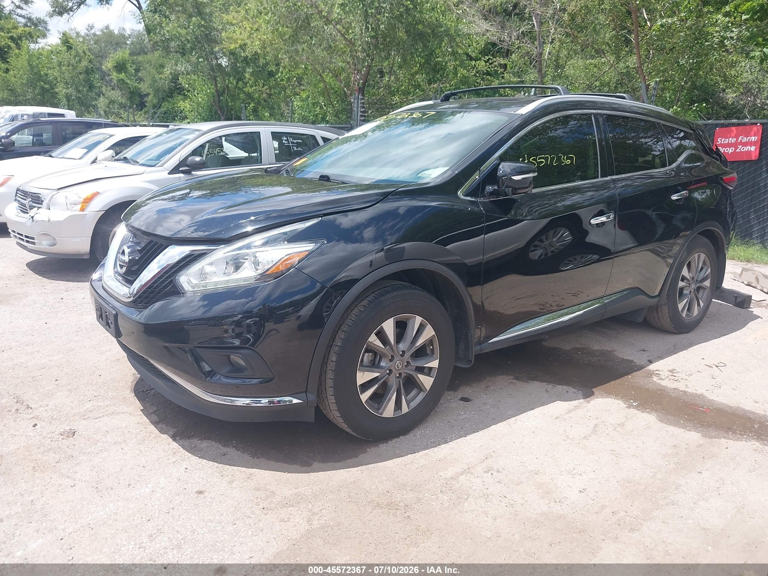 2015 Nissan Murano Sl Black vin: 5N1AZ2MH9FN283589