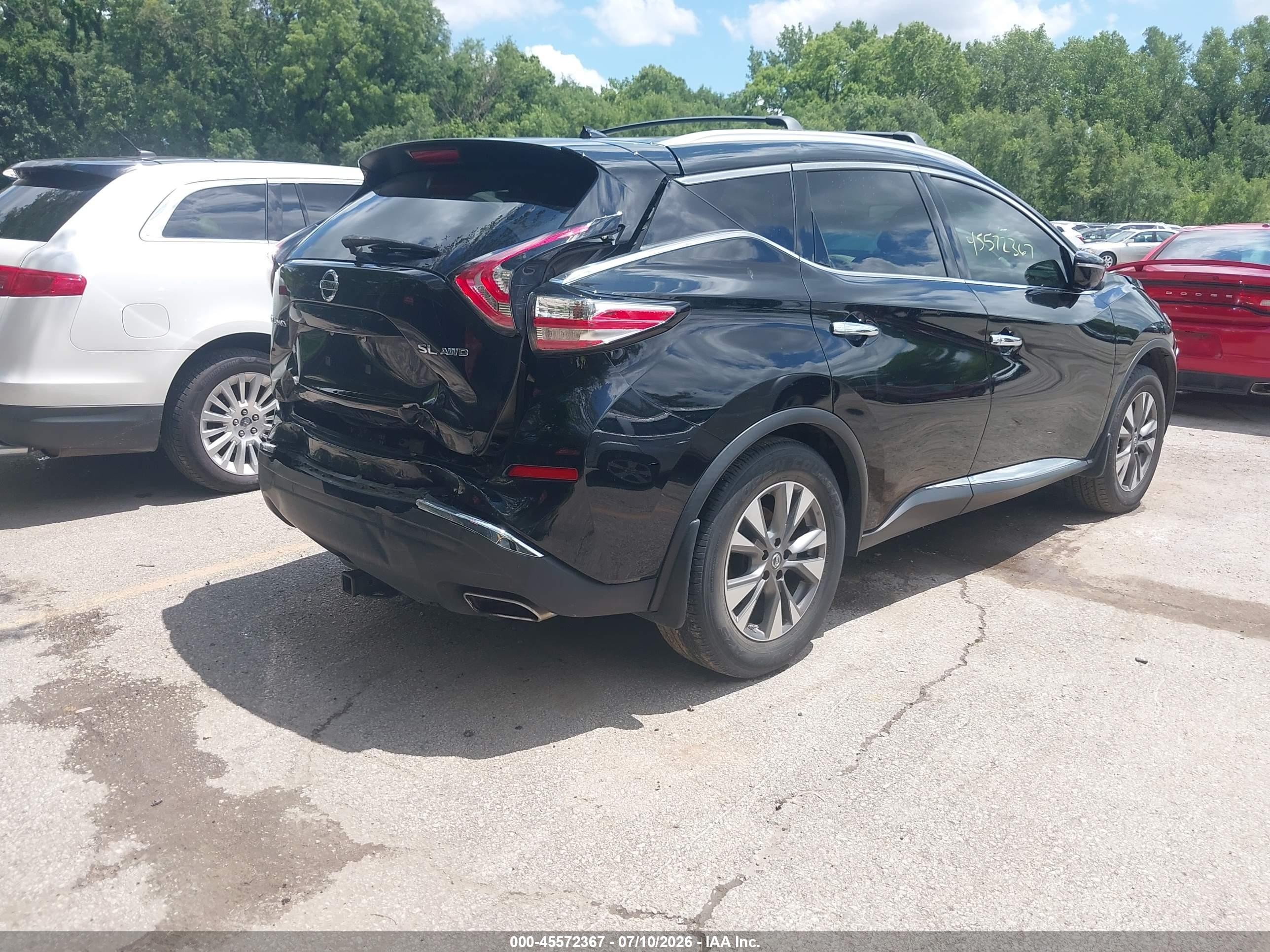 2015 Nissan Murano Sl Black vin: 5N1AZ2MH9FN283589