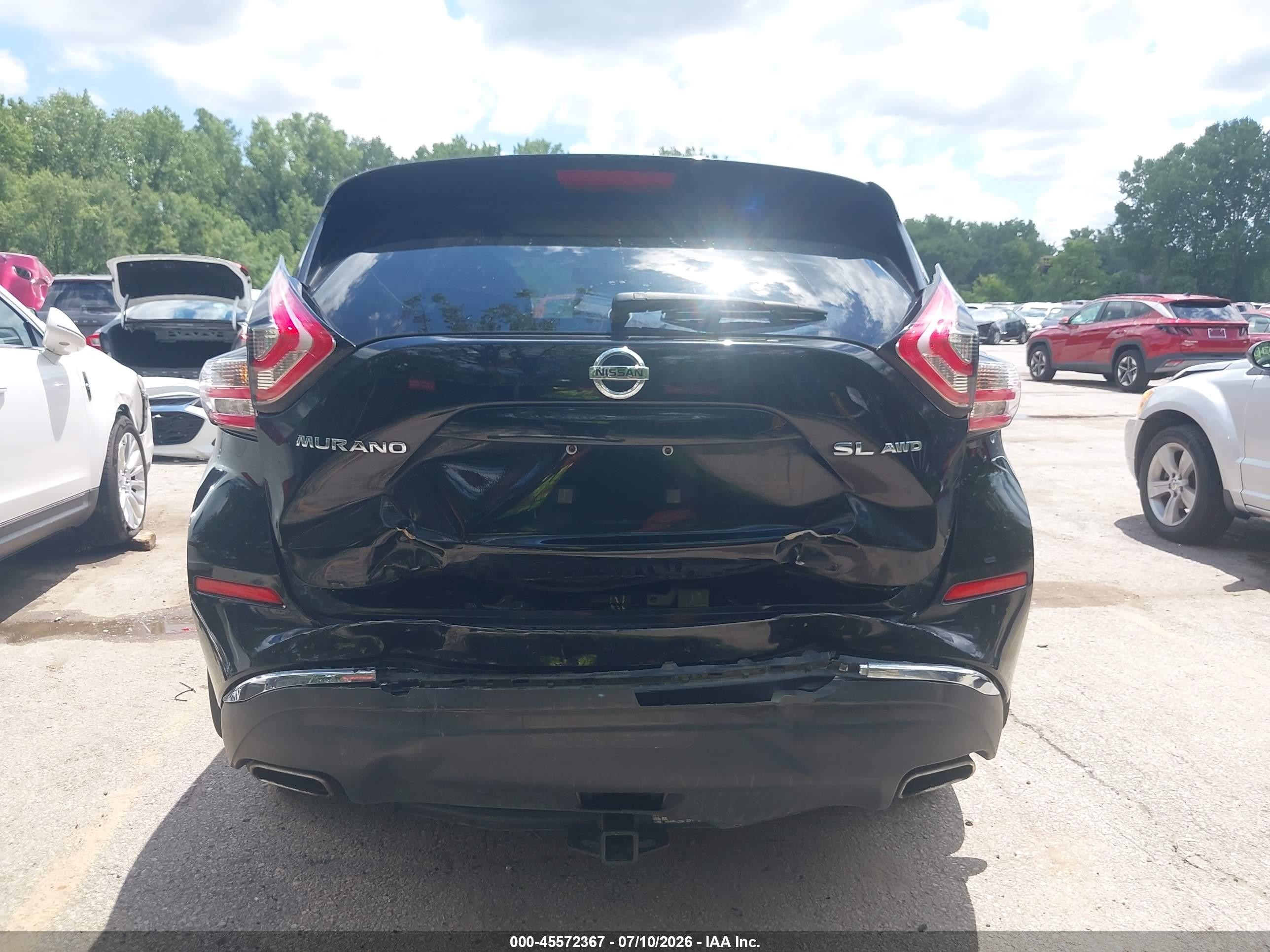 2015 Nissan Murano Sl Black vin: 5N1AZ2MH9FN283589