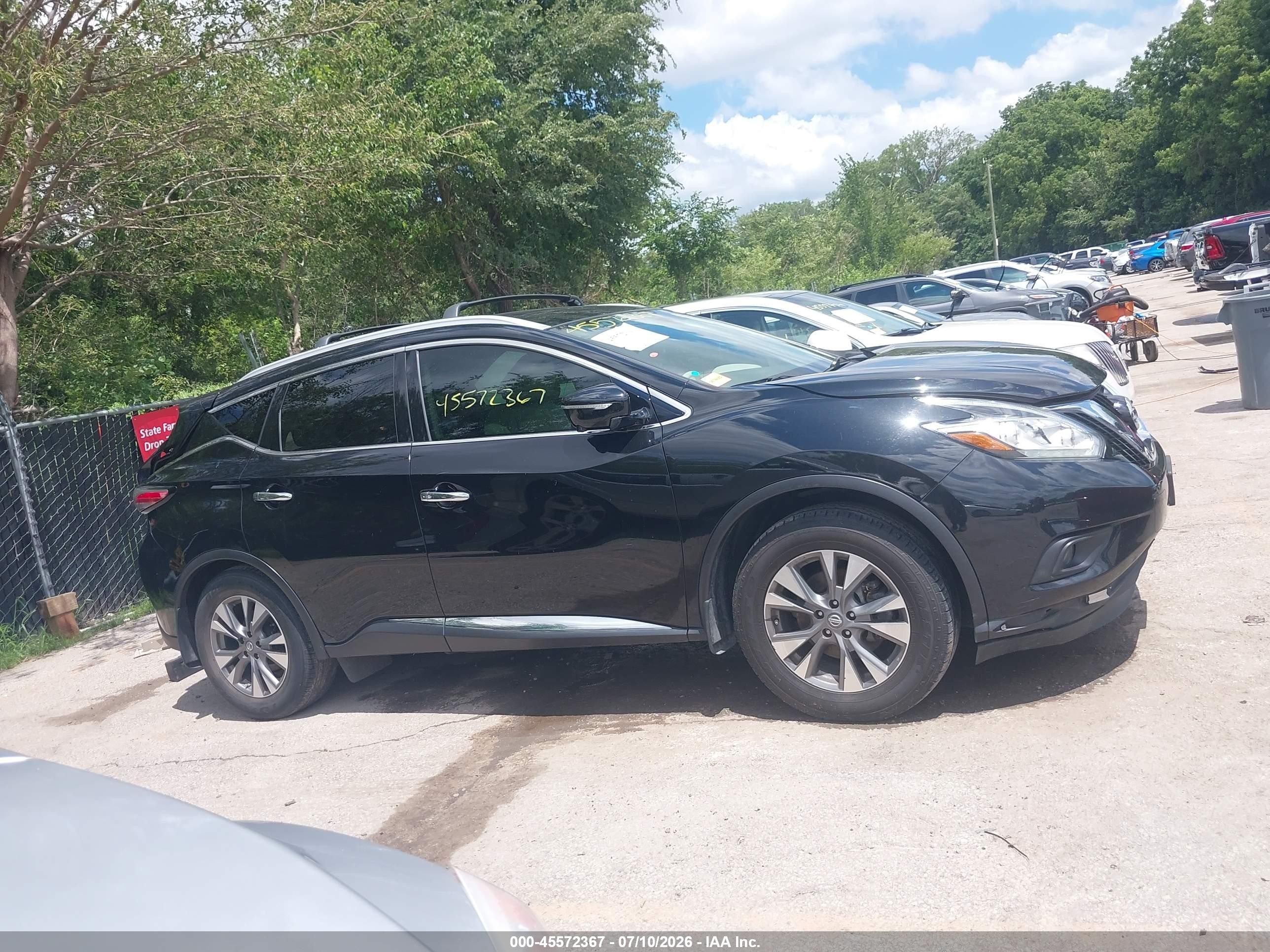 2015 Nissan Murano Sl Black vin: 5N1AZ2MH9FN283589