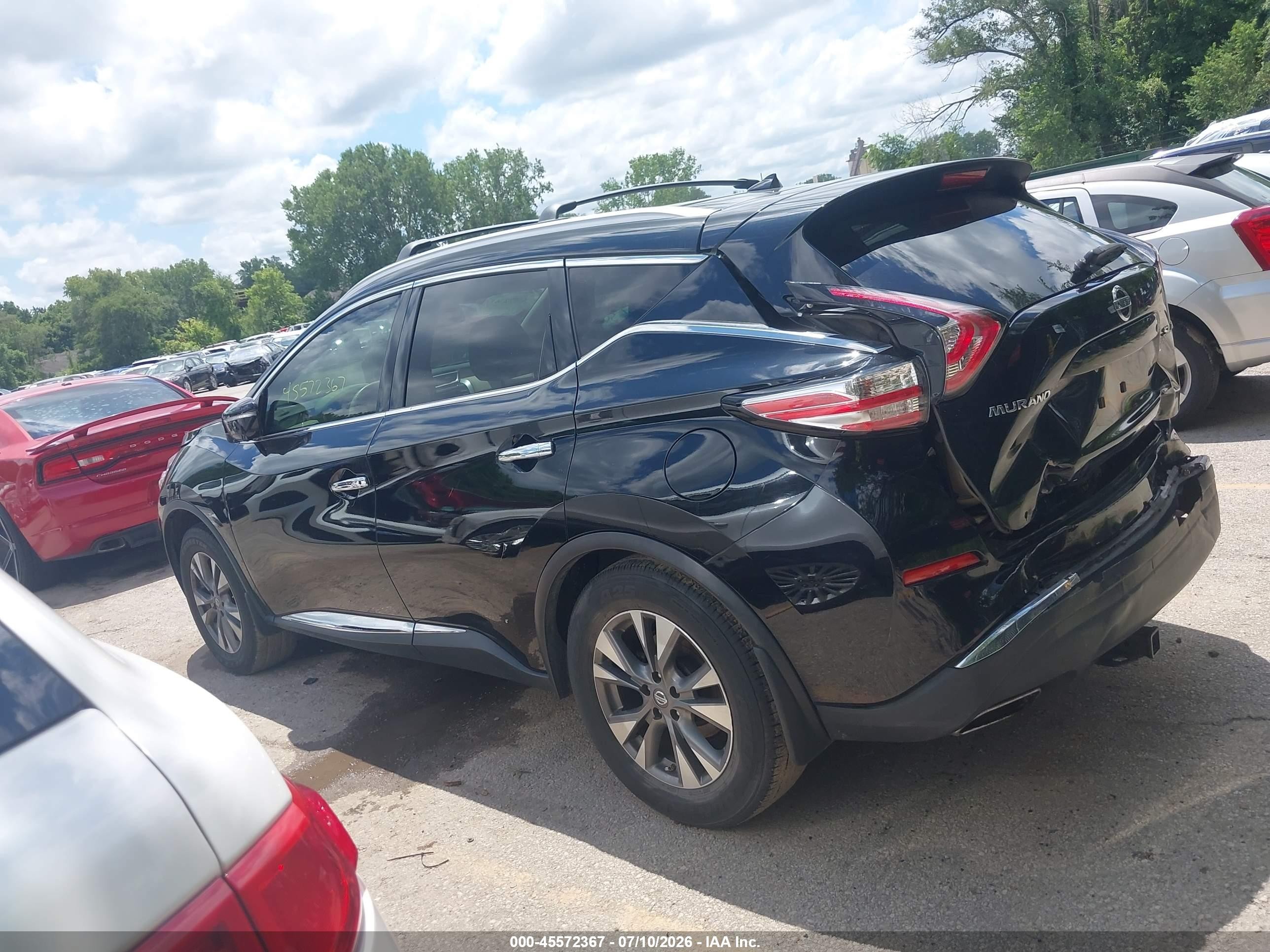 2015 Nissan Murano Sl Black vin: 5N1AZ2MH9FN283589