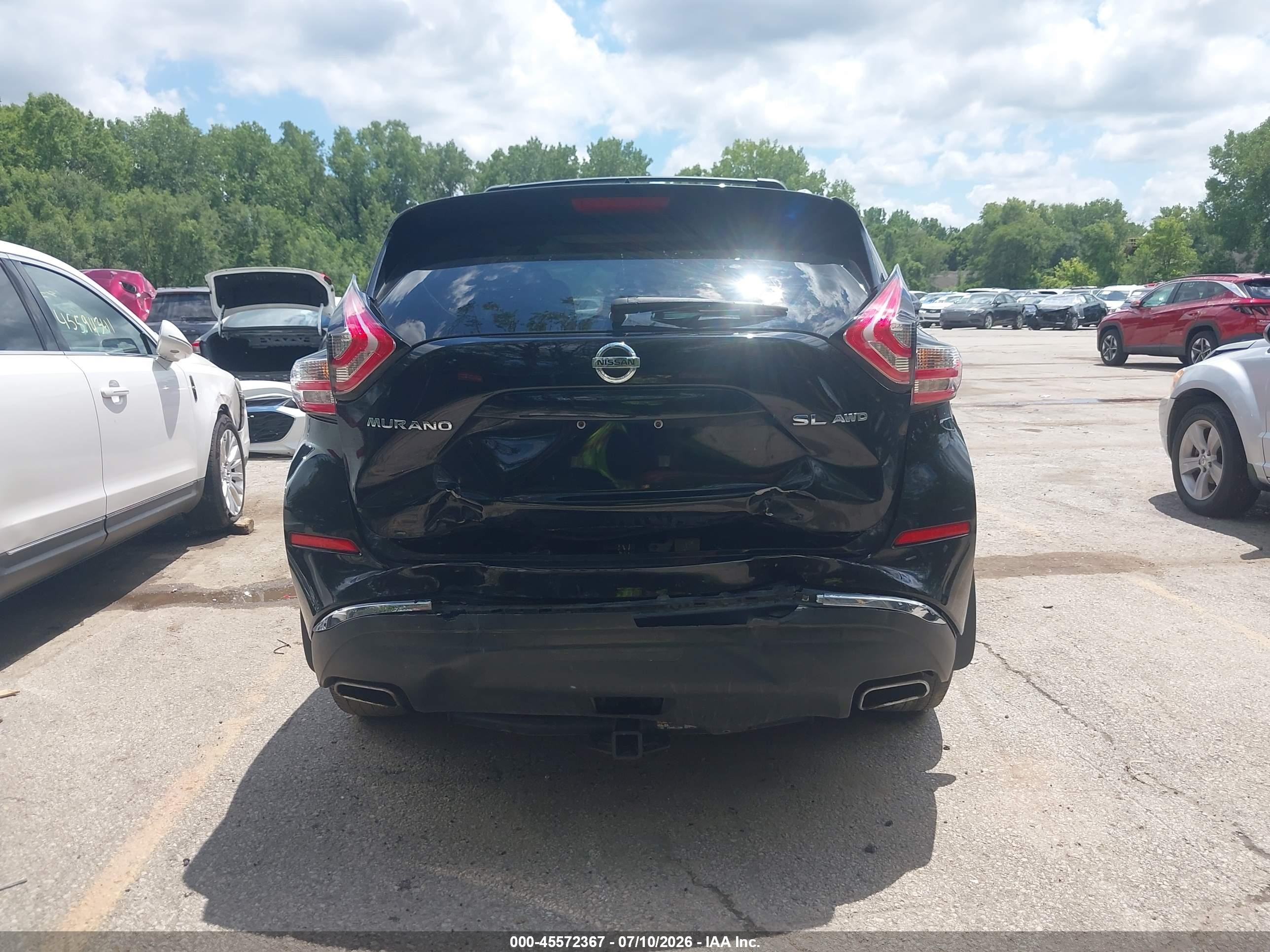 2015 Nissan Murano Sl Black vin: 5N1AZ2MH9FN283589
