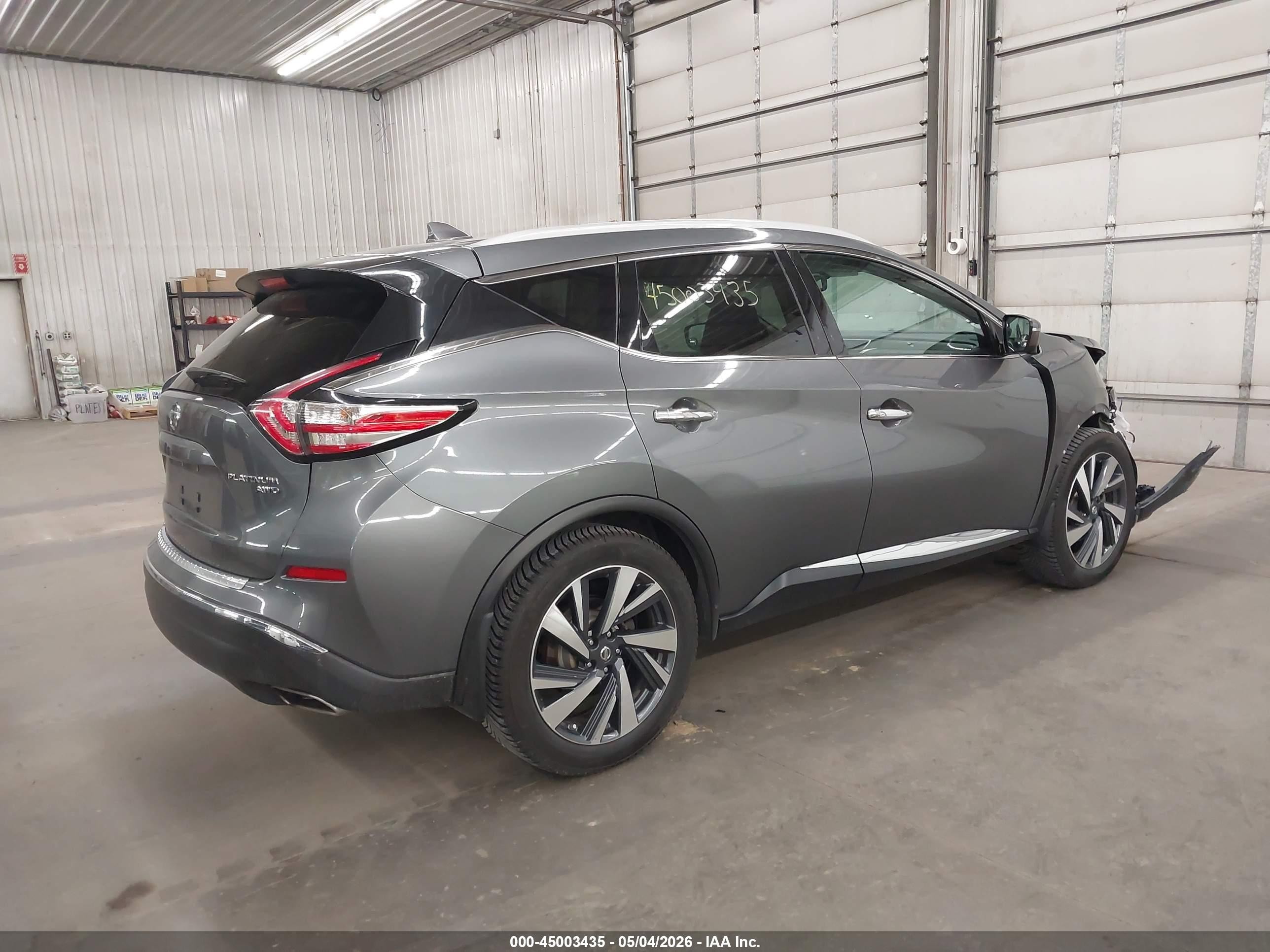 2017 Nissan Murano Platinum Серый vin: 5N1AZ2MH9HN121173