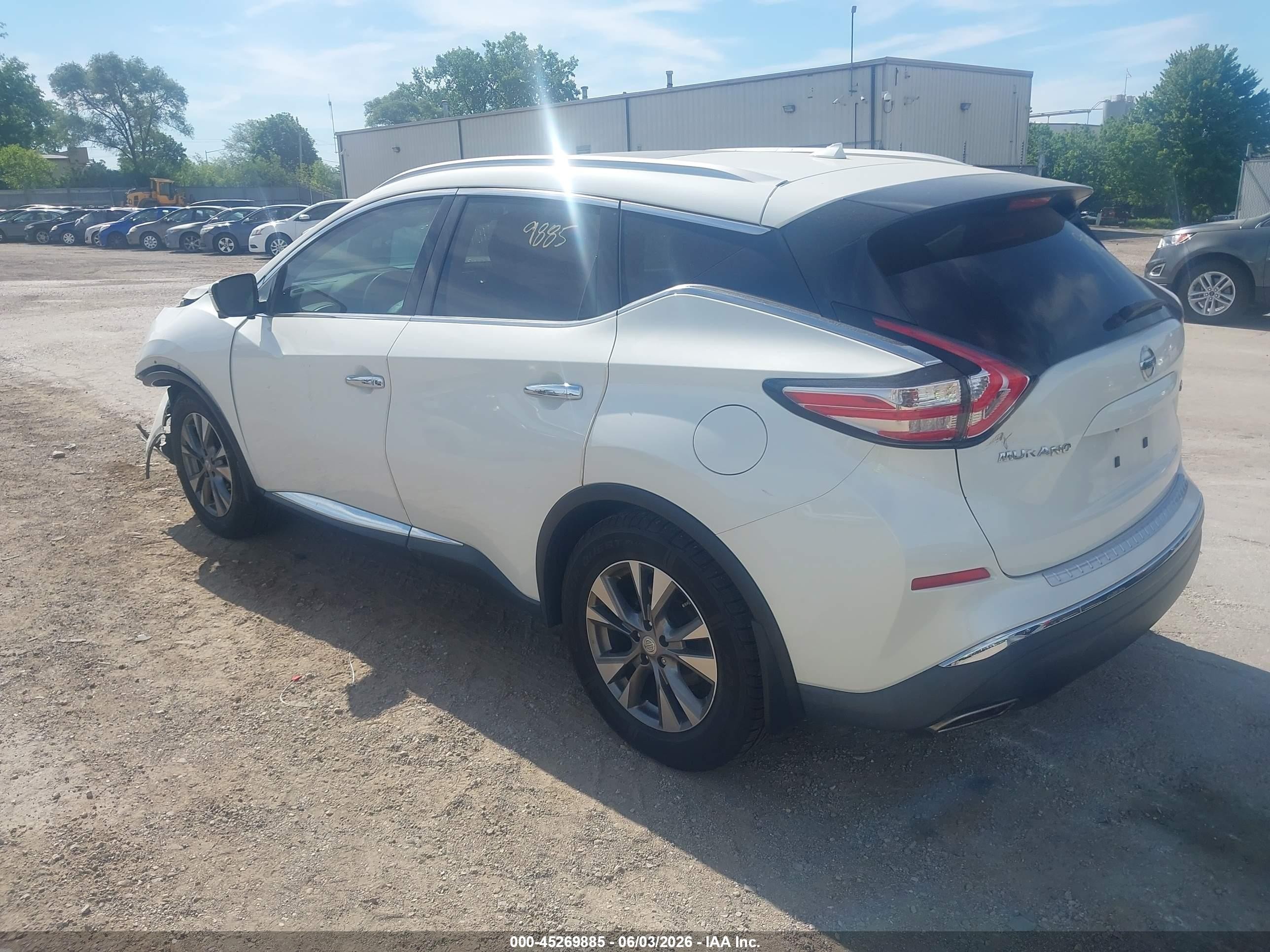 2015 Nissan Murano Sl White vin: 5N1AZ2MHXFN209601