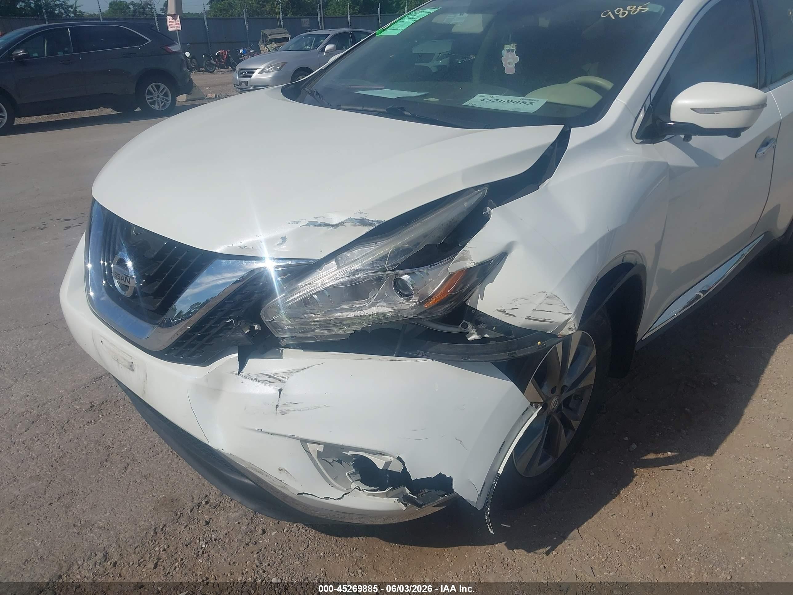 2015 Nissan Murano Sl White vin: 5N1AZ2MHXFN209601