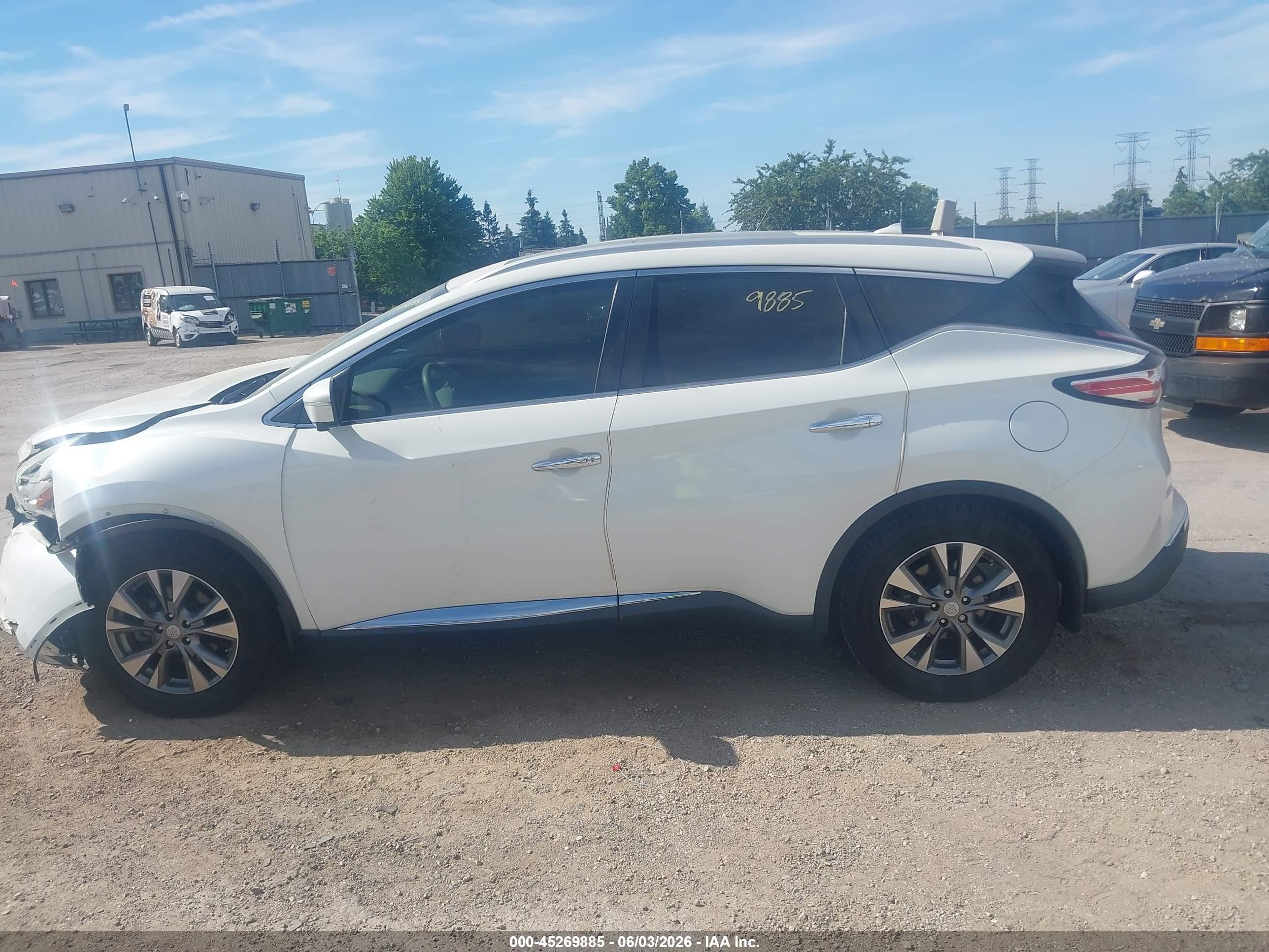 2015 Nissan Murano Sl White vin: 5N1AZ2MHXFN209601