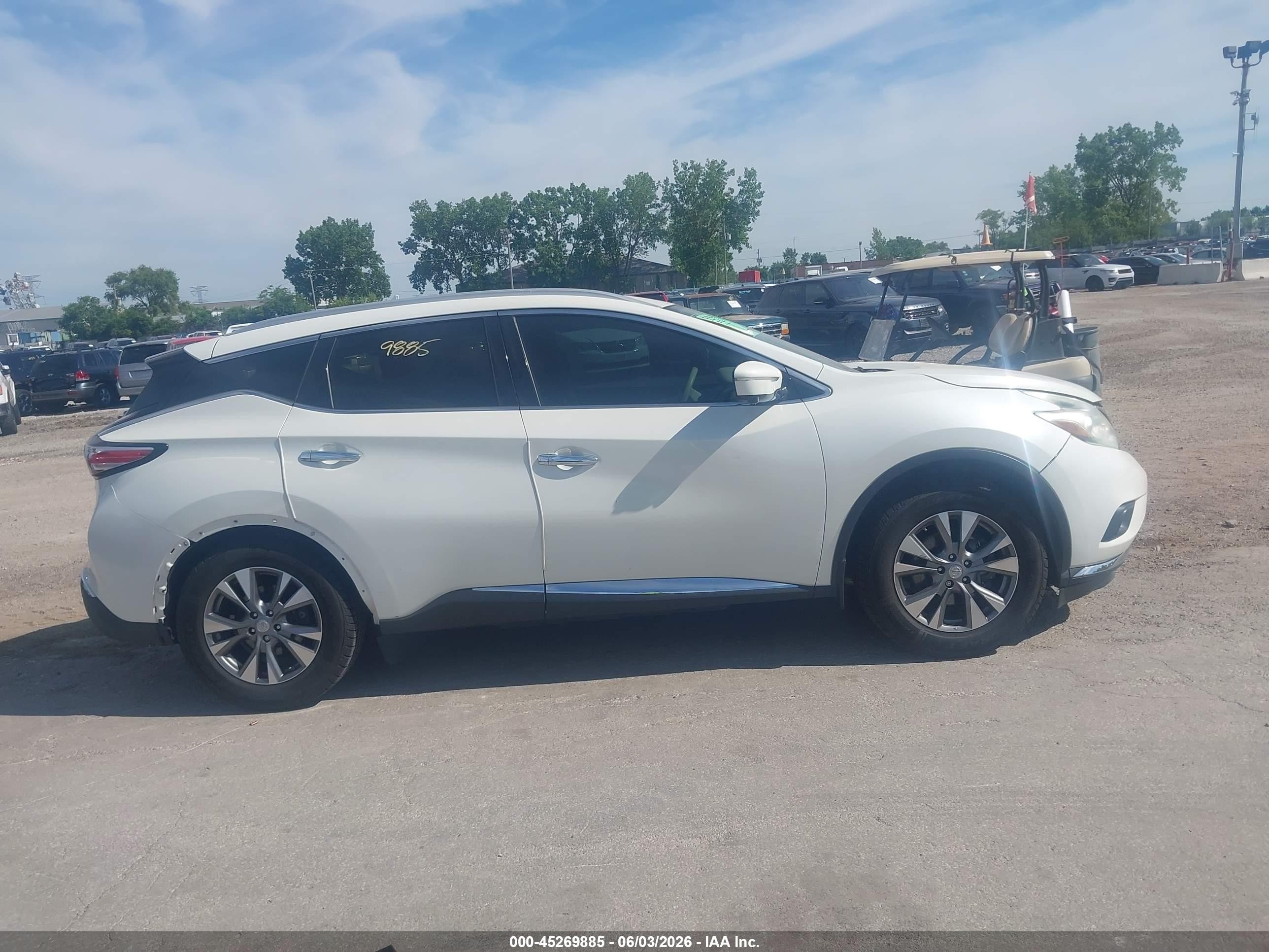 2015 Nissan Murano Sl White vin: 5N1AZ2MHXFN209601