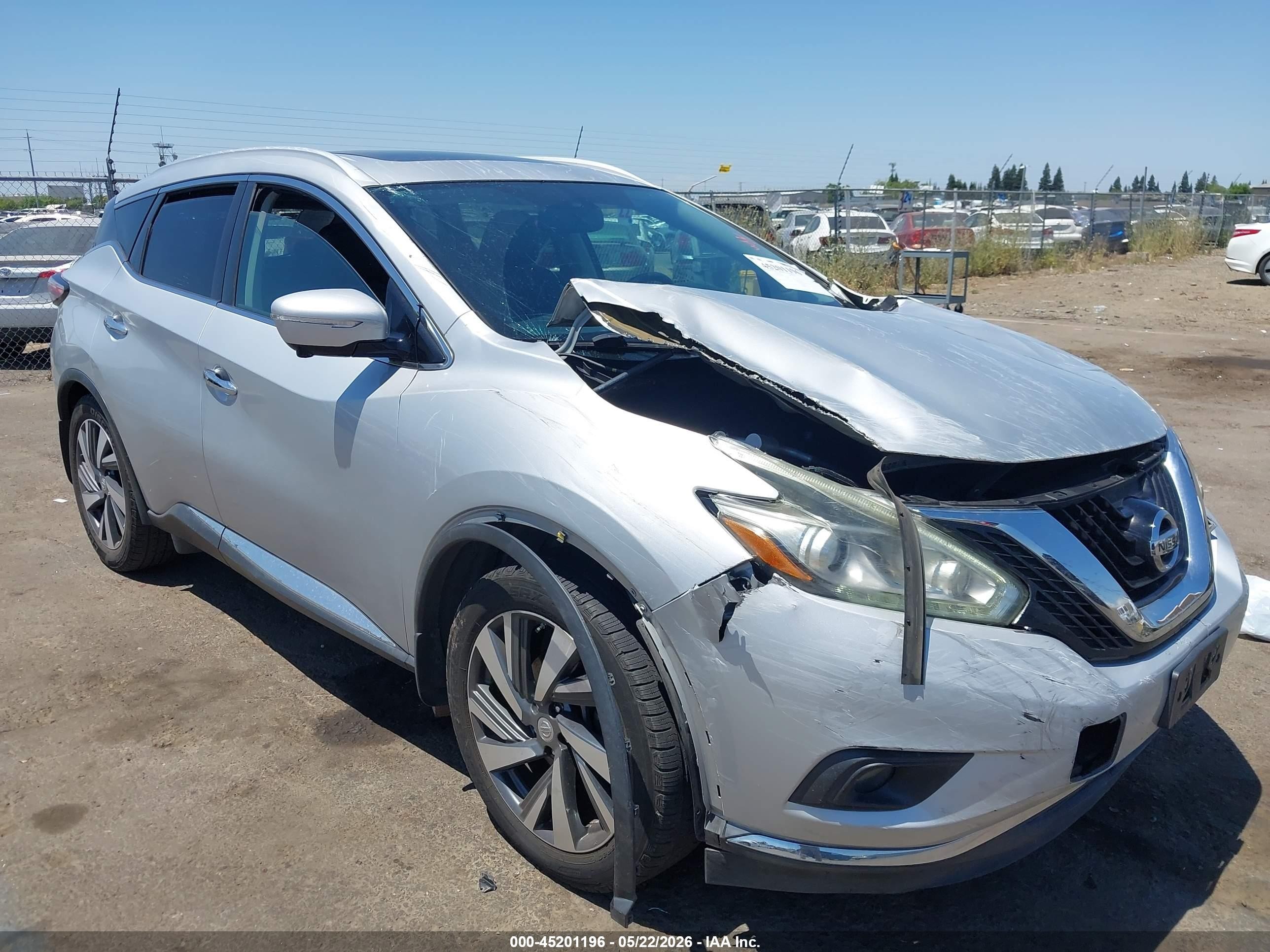 2015 Nissan Murano Platinum Silver vin: 5N1AZ2MHXFN214197