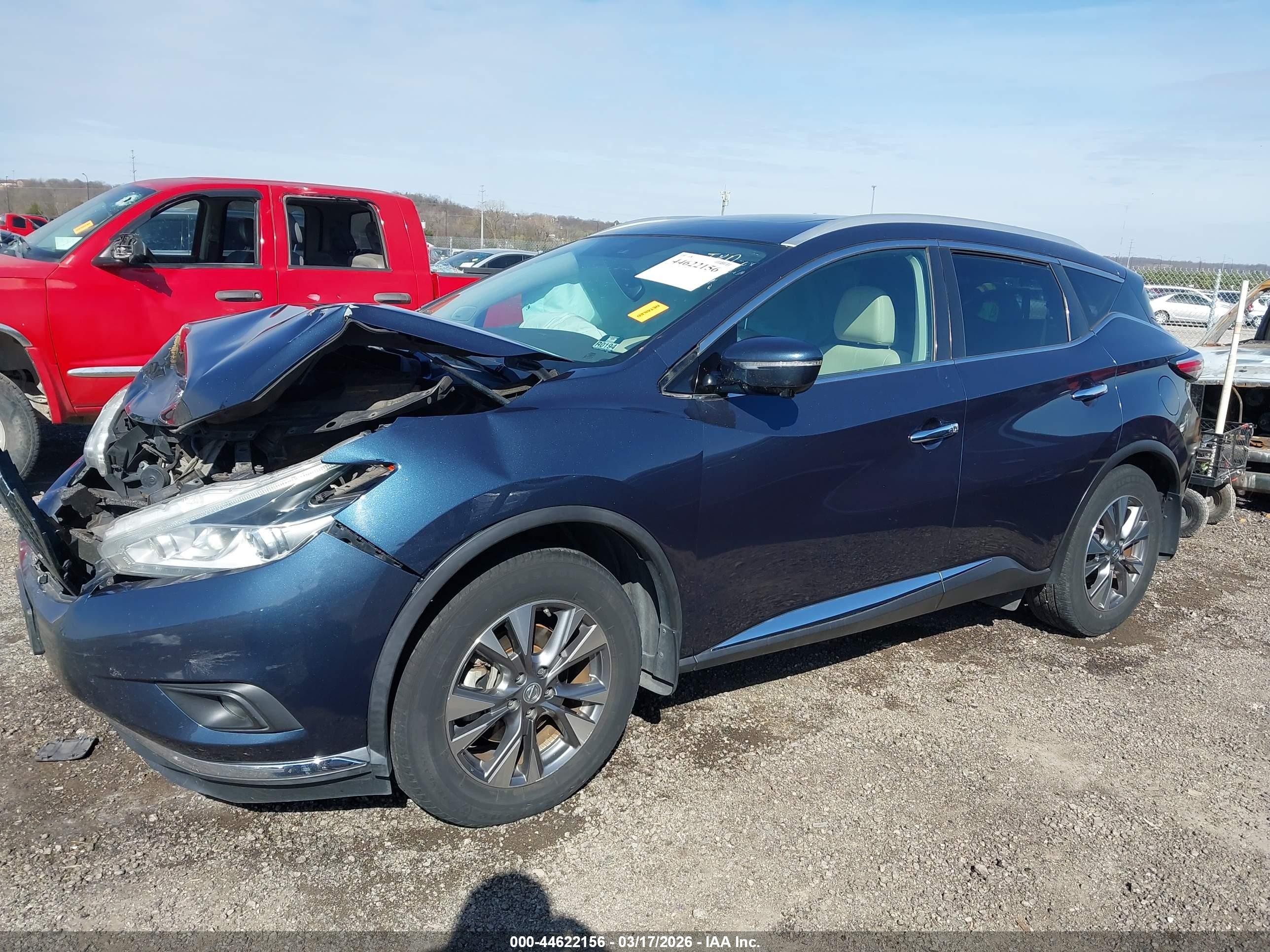 2015 Nissan Murano Sl Blue vin: 5N1AZ2MHXFN215768