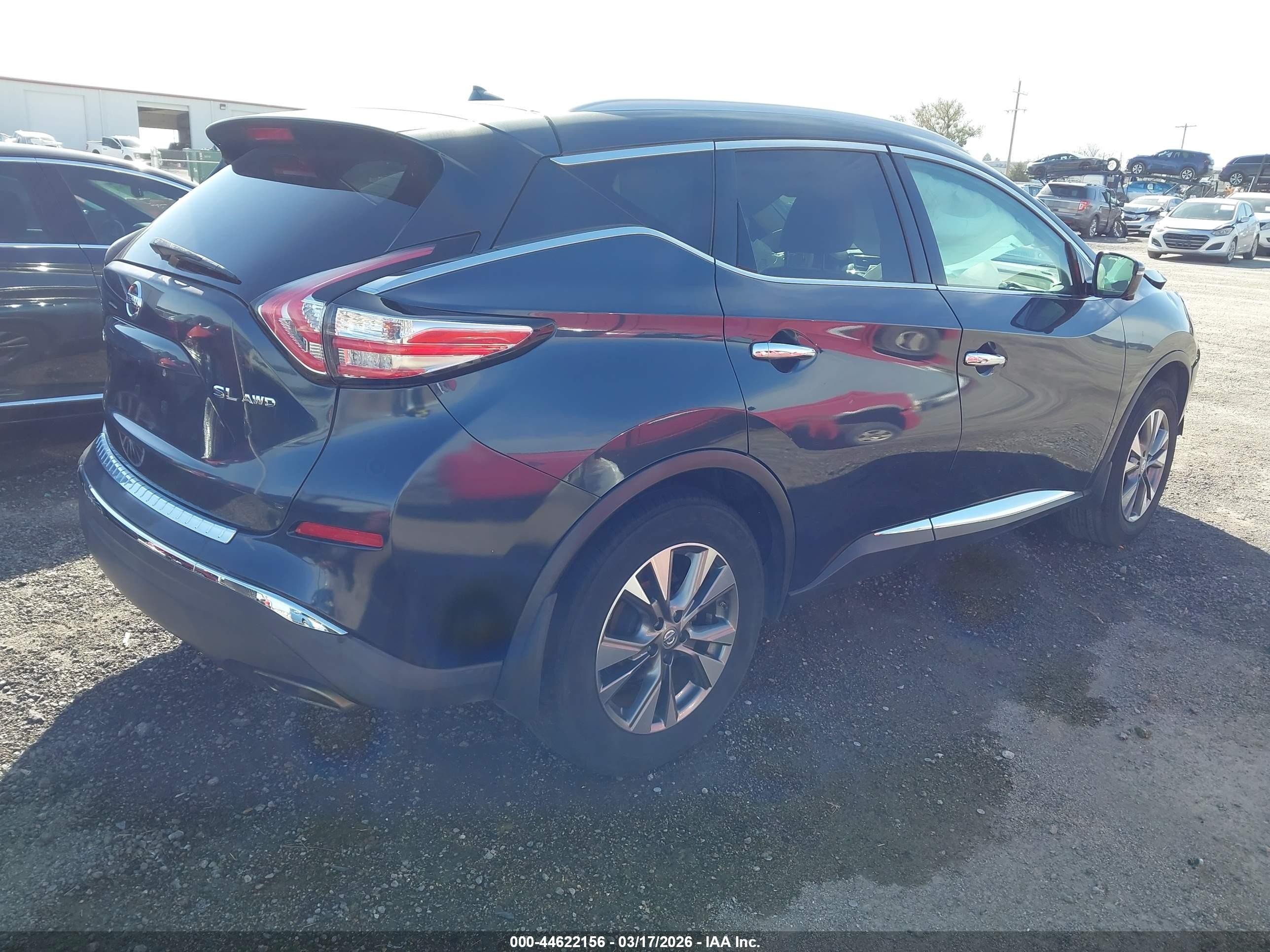 2015 Nissan Murano Sl Blue vin: 5N1AZ2MHXFN215768