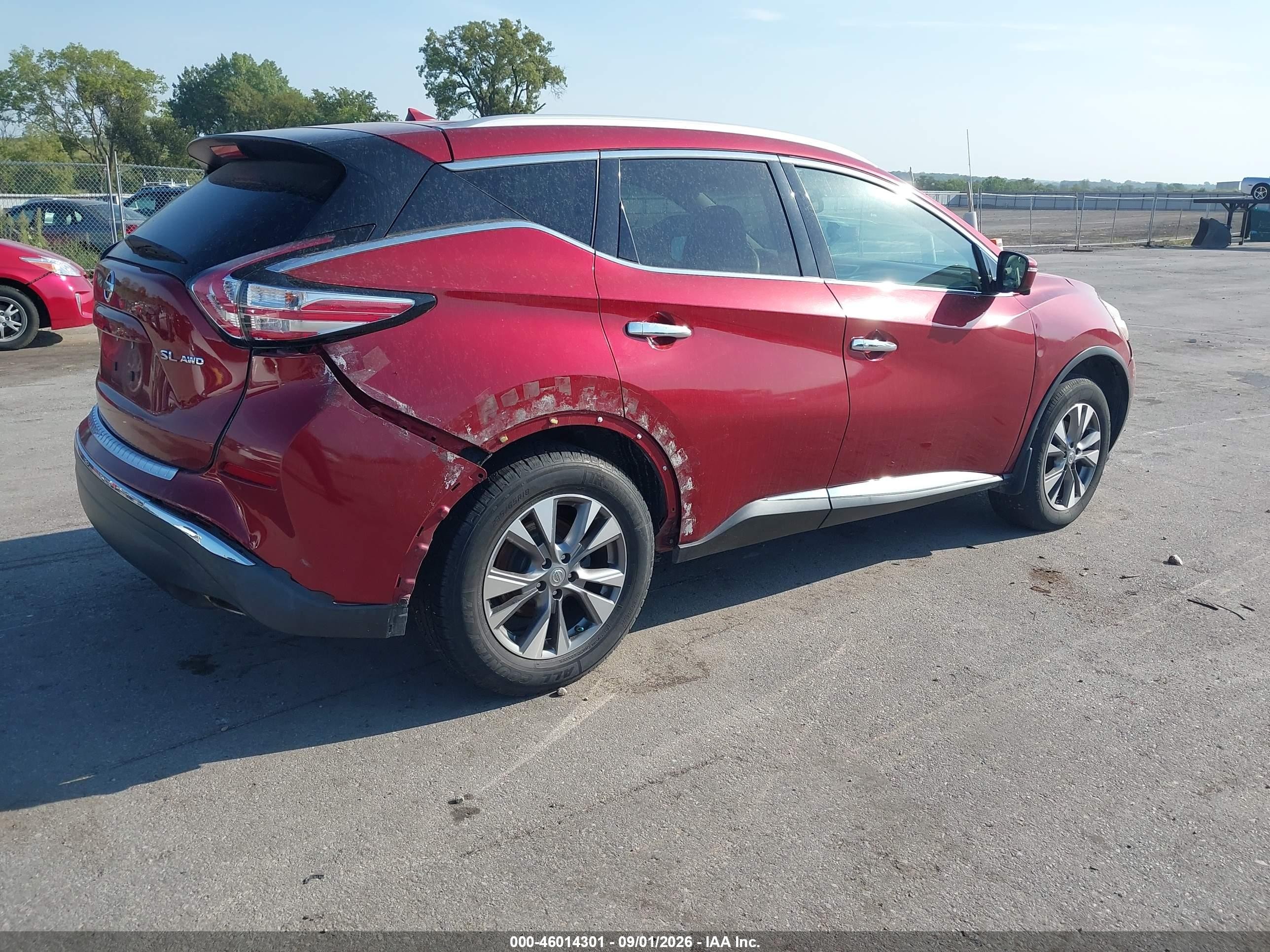 2015 Nissan Murano Sl Red vin: 5N1AZ2MHXFN220386