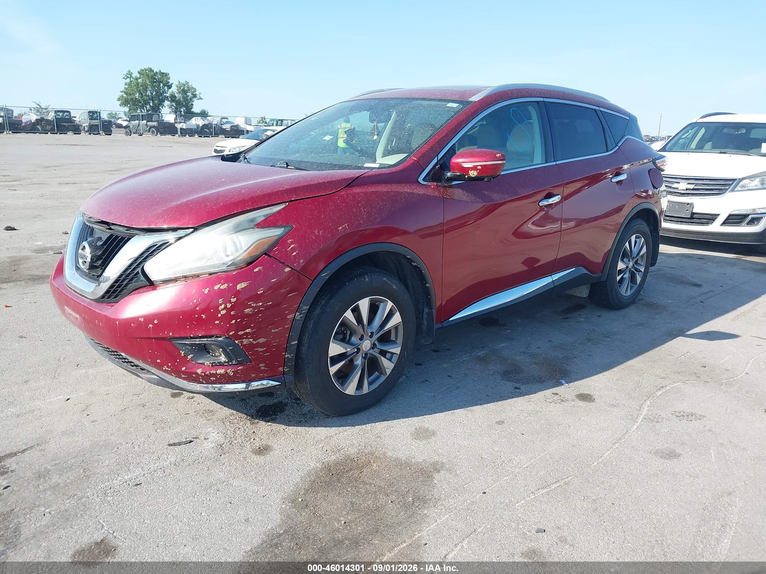 2015 Nissan Murano Sl Red vin: 5N1AZ2MHXFN220386