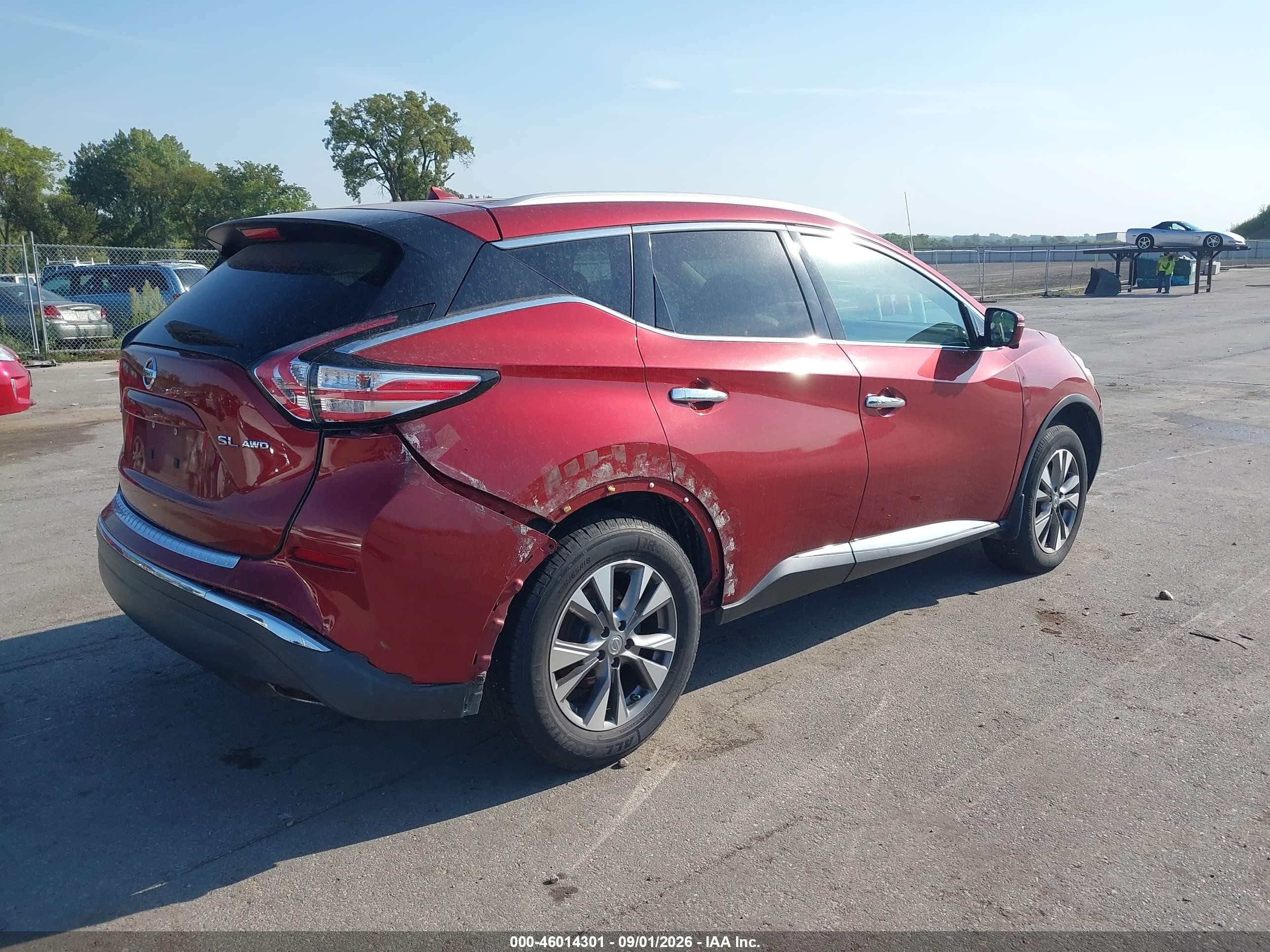 2015 Nissan Murano Sl Red vin: 5N1AZ2MHXFN220386