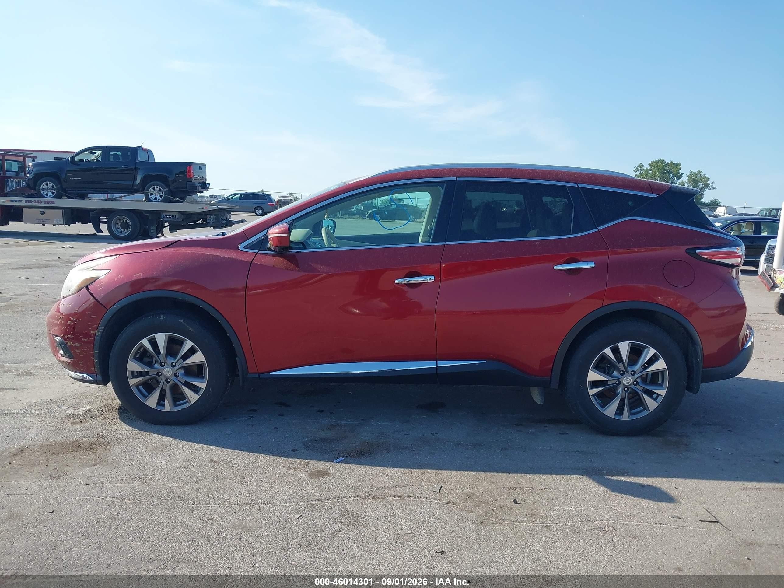 2015 Nissan Murano Sl Red vin: 5N1AZ2MHXFN220386