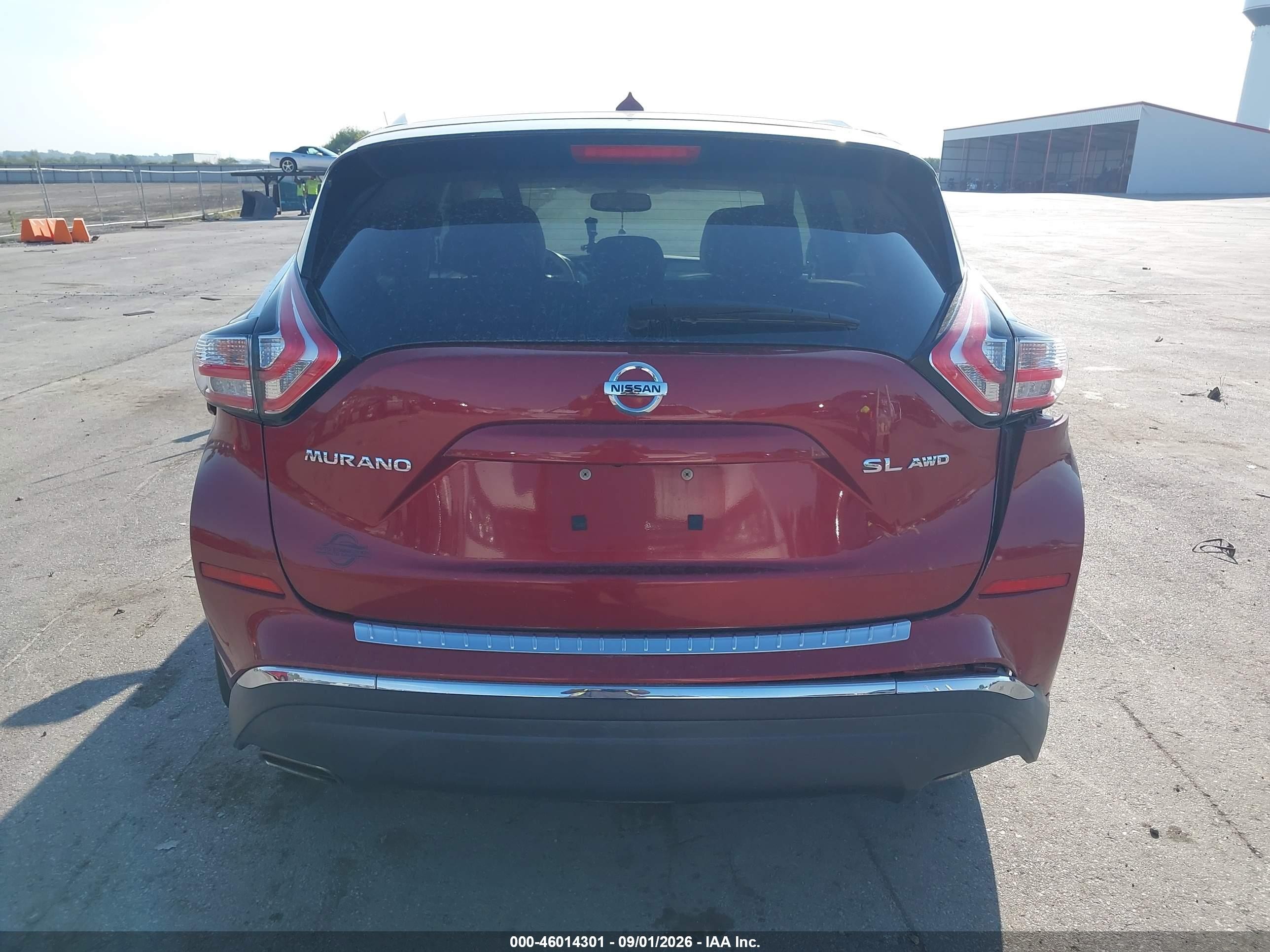 2015 Nissan Murano Sl Red vin: 5N1AZ2MHXFN220386