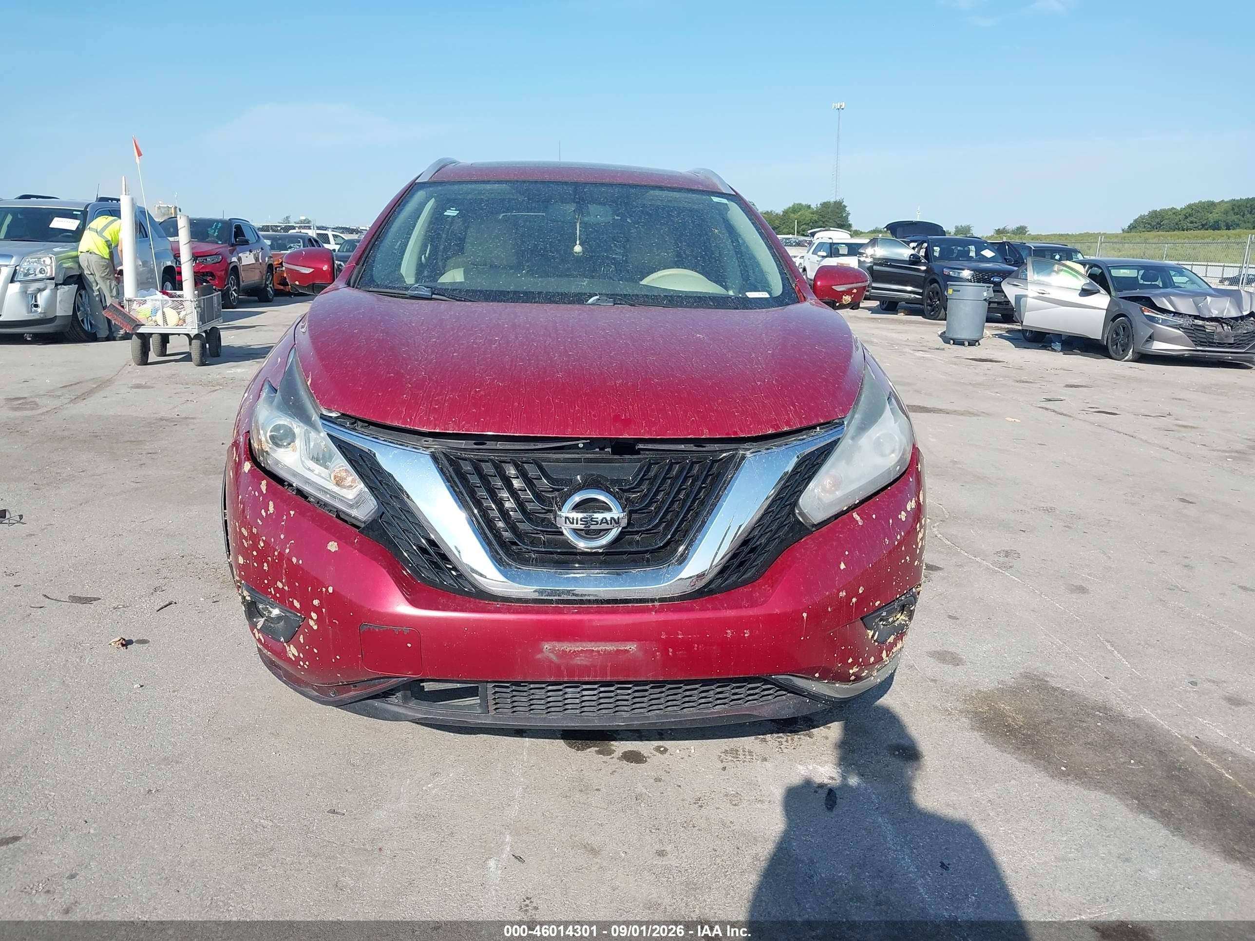 2015 Nissan Murano Sl Red vin: 5N1AZ2MHXFN220386