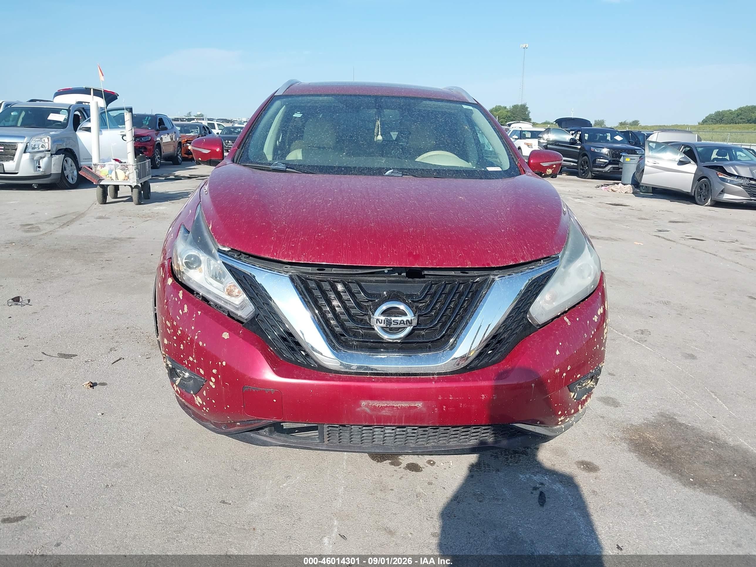 2015 Nissan Murano Sl Red vin: 5N1AZ2MHXFN220386