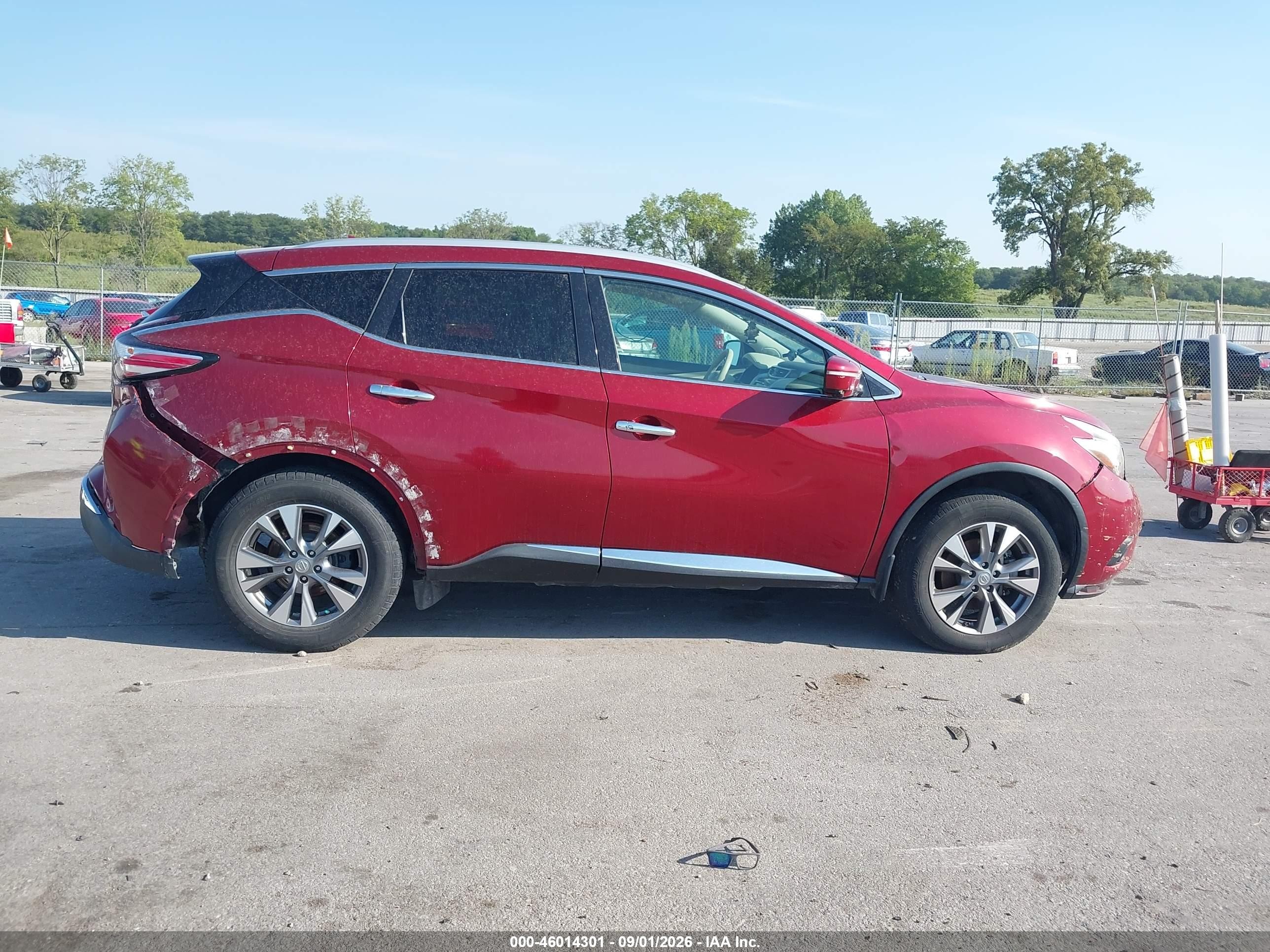 2015 Nissan Murano Sl Red vin: 5N1AZ2MHXFN220386