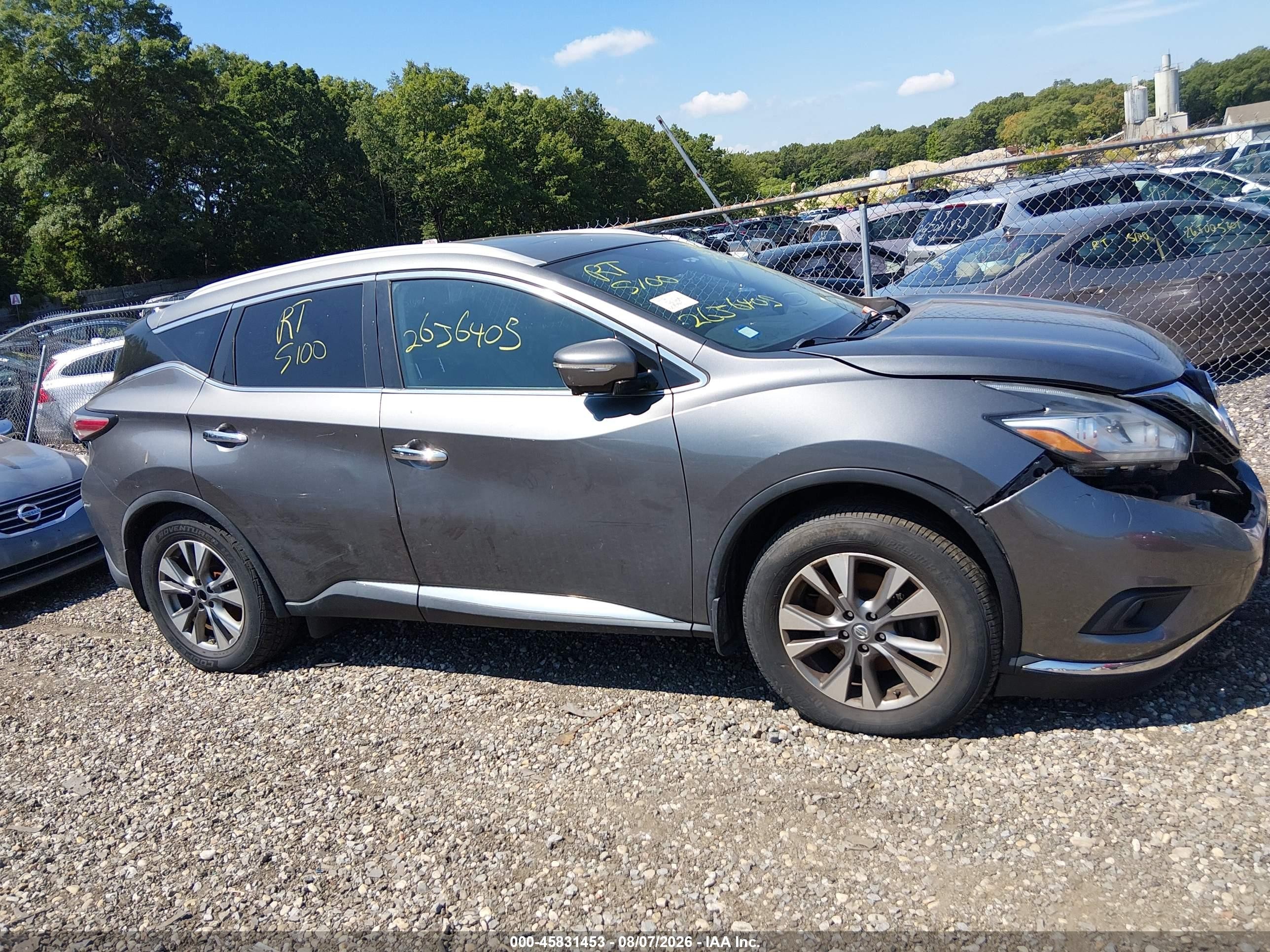 2015 Nissan Murano Sl Gray vin: 5N1AZ2MHXFN224969