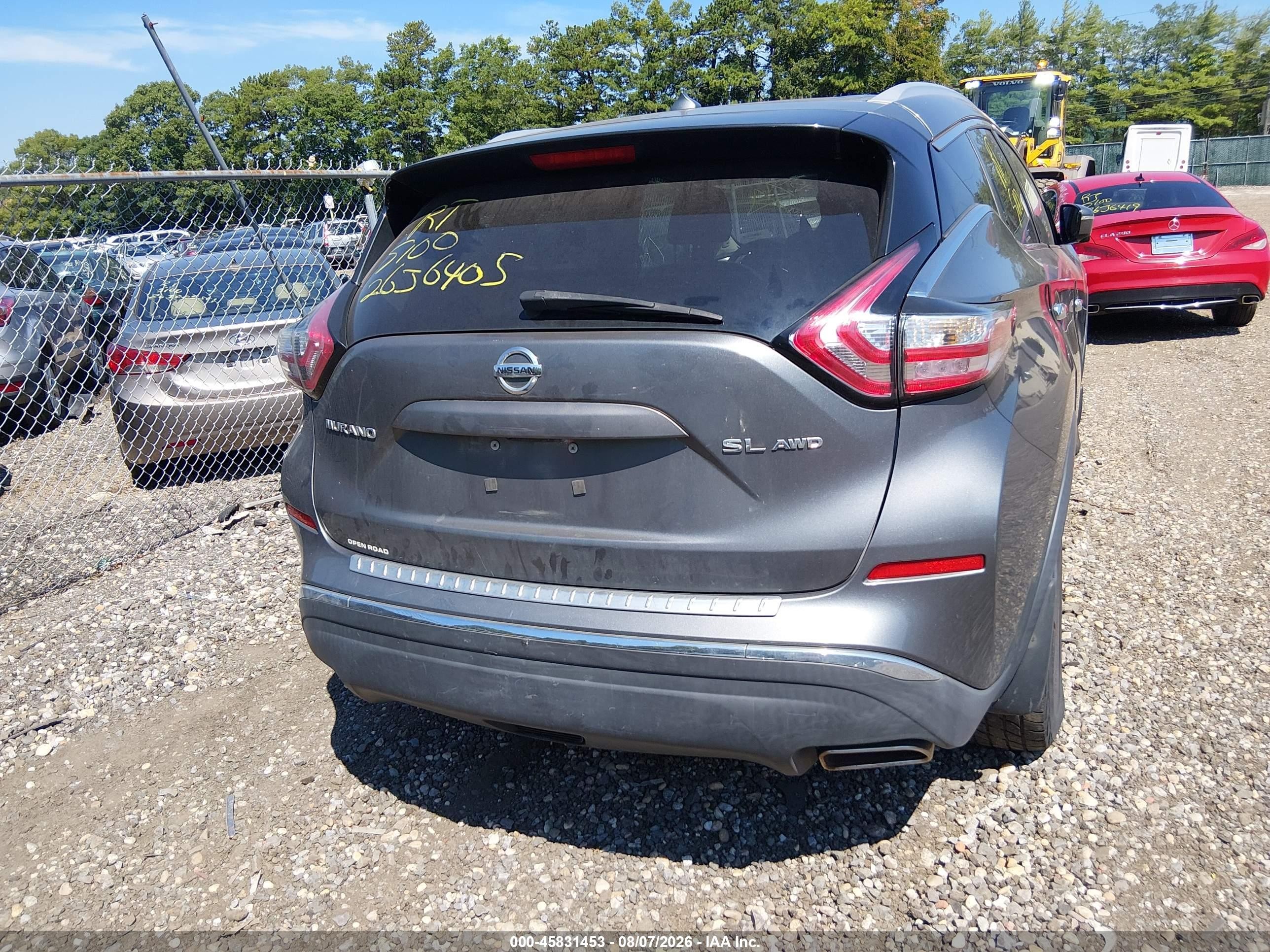 2015 Nissan Murano Sl Gray vin: 5N1AZ2MHXFN224969