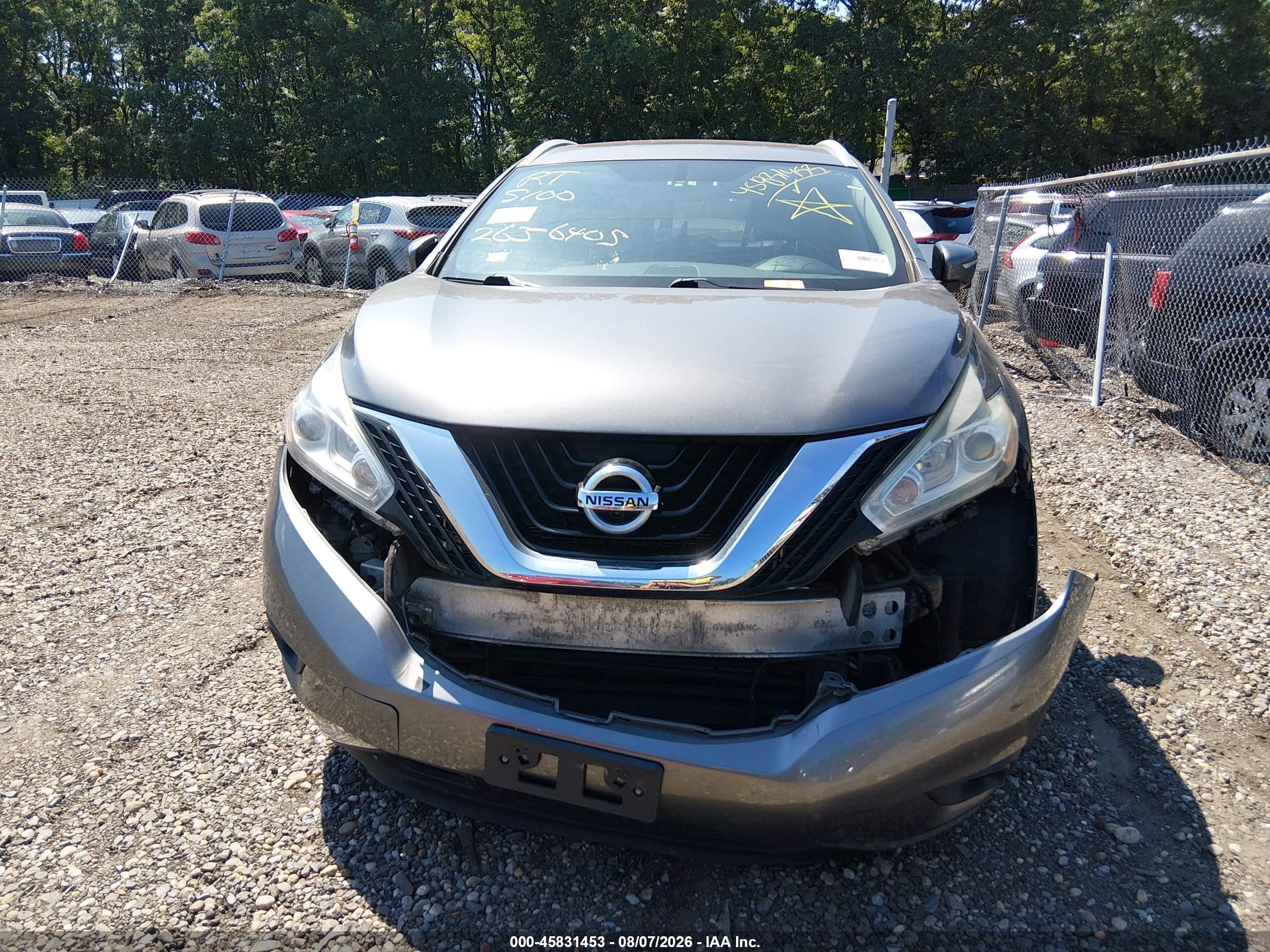 2015 Nissan Murano Sl Gray vin: 5N1AZ2MHXFN224969