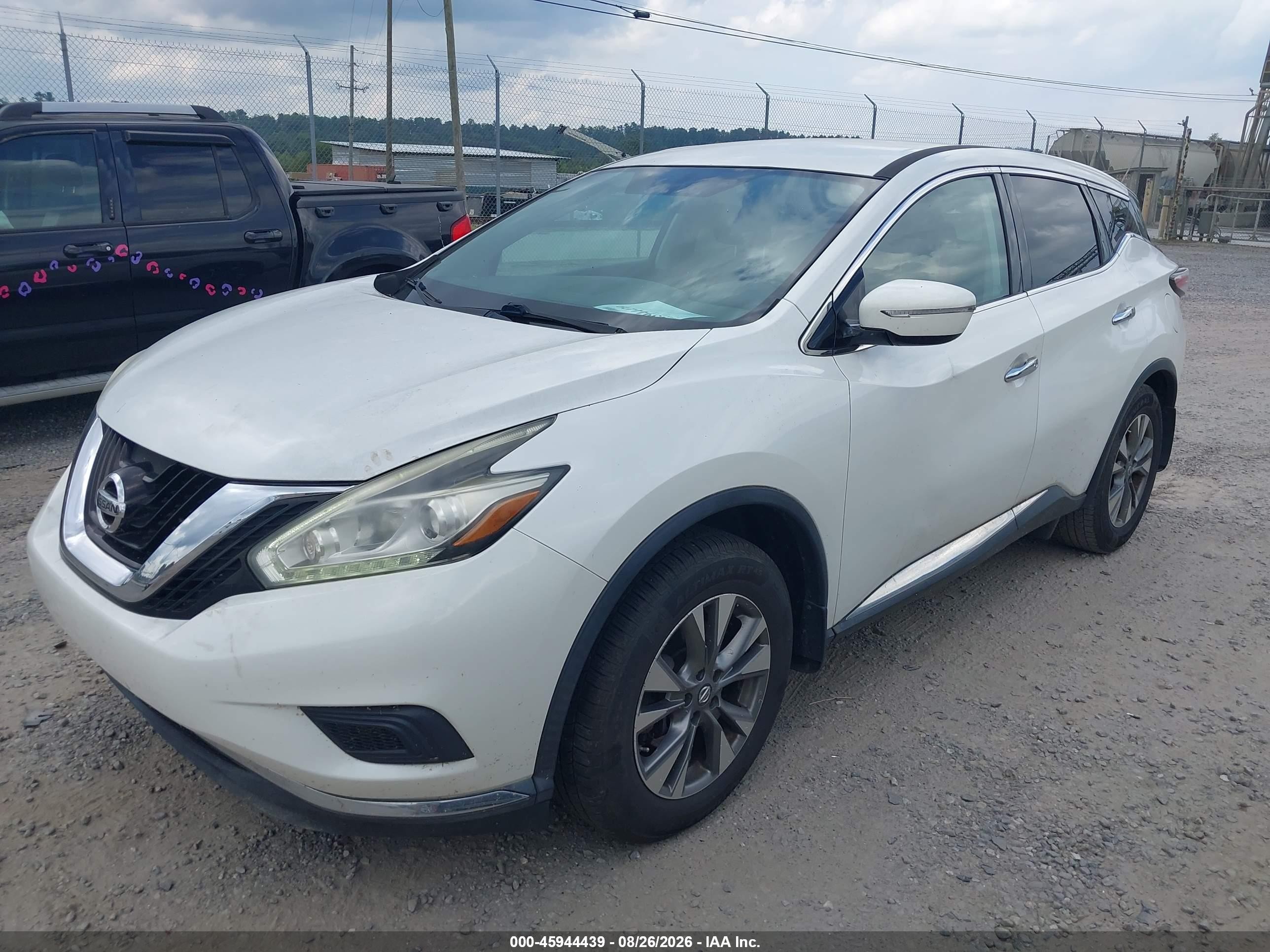 2015 Nissan Murano S White vin: 5N1AZ2MHXFN258832