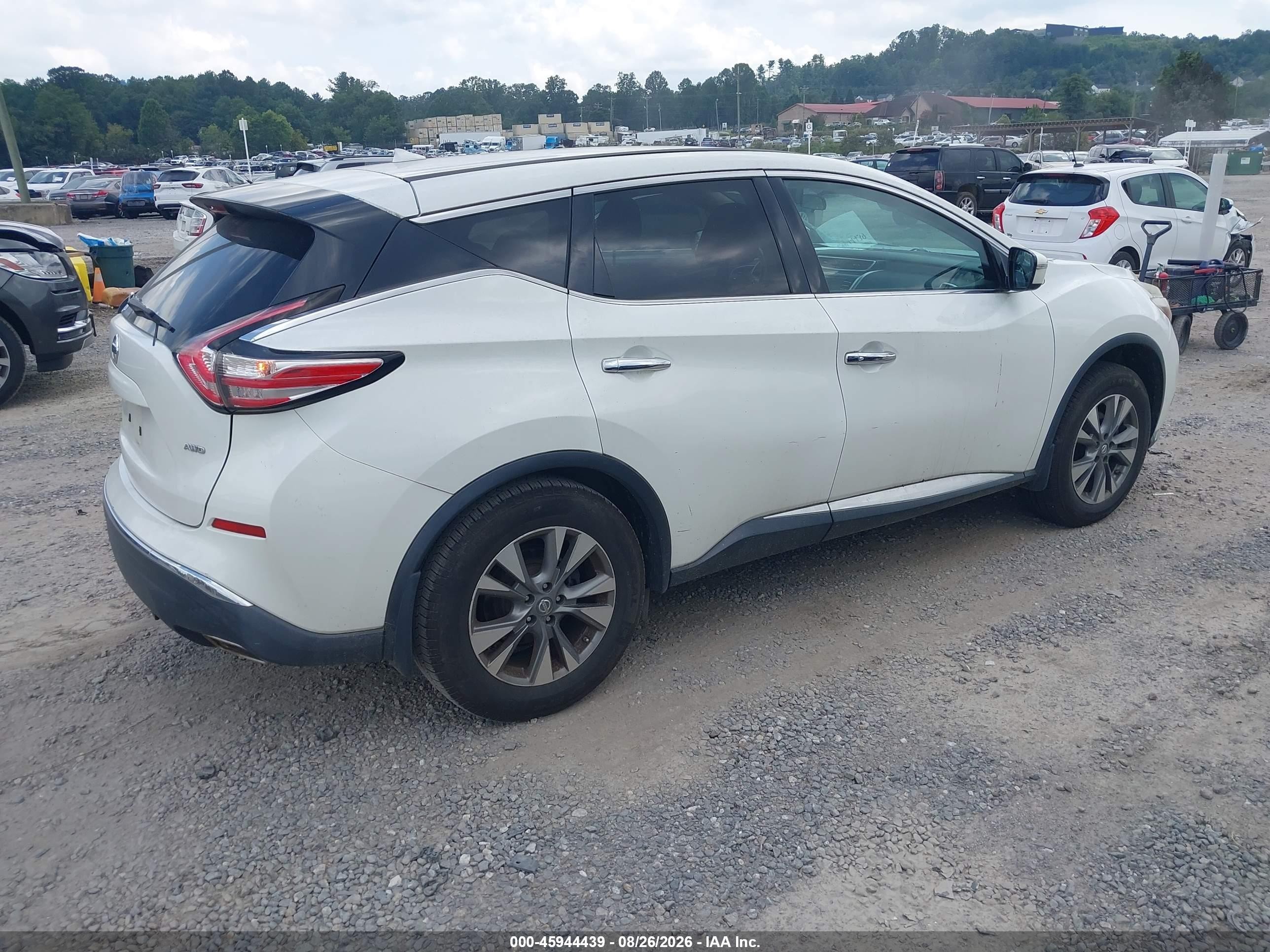 2015 Nissan Murano S White vin: 5N1AZ2MHXFN258832