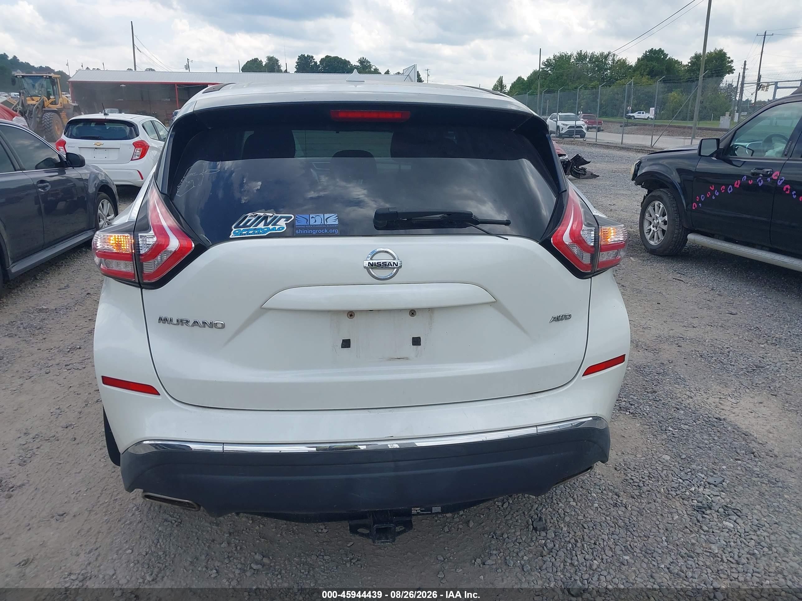 2015 Nissan Murano S White vin: 5N1AZ2MHXFN258832