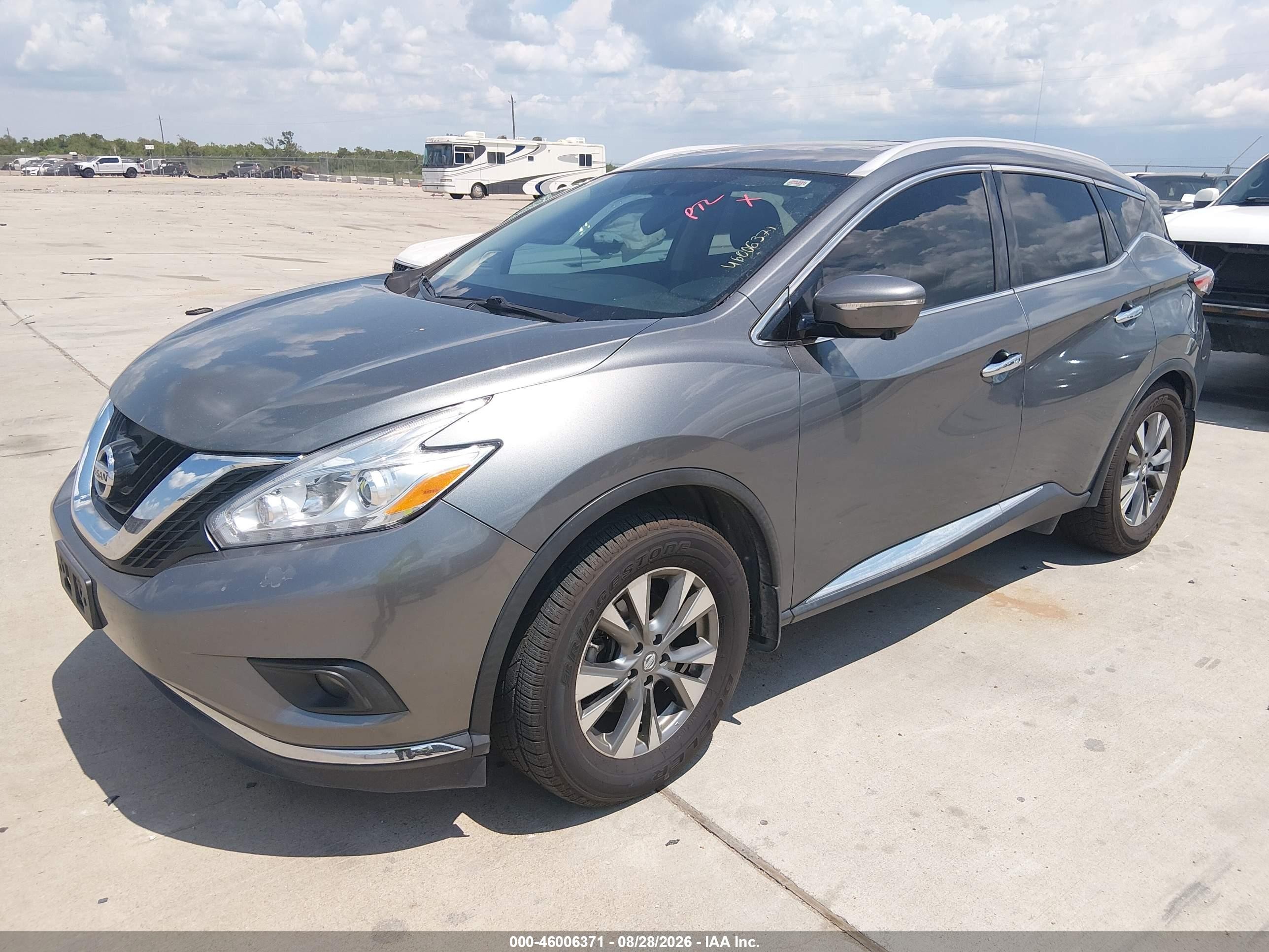 2015 Nissan Murano Sl Серый vin: 5N1AZ2MHXFN262461