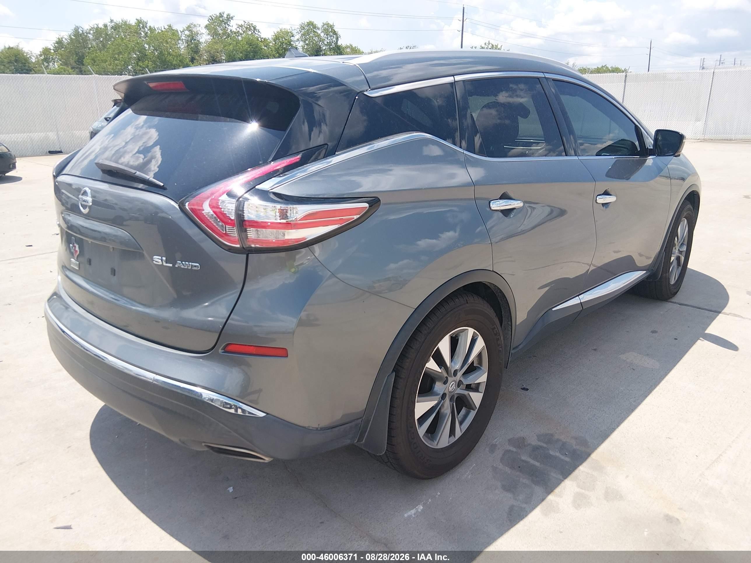 2015 Nissan Murano Sl Серый vin: 5N1AZ2MHXFN262461