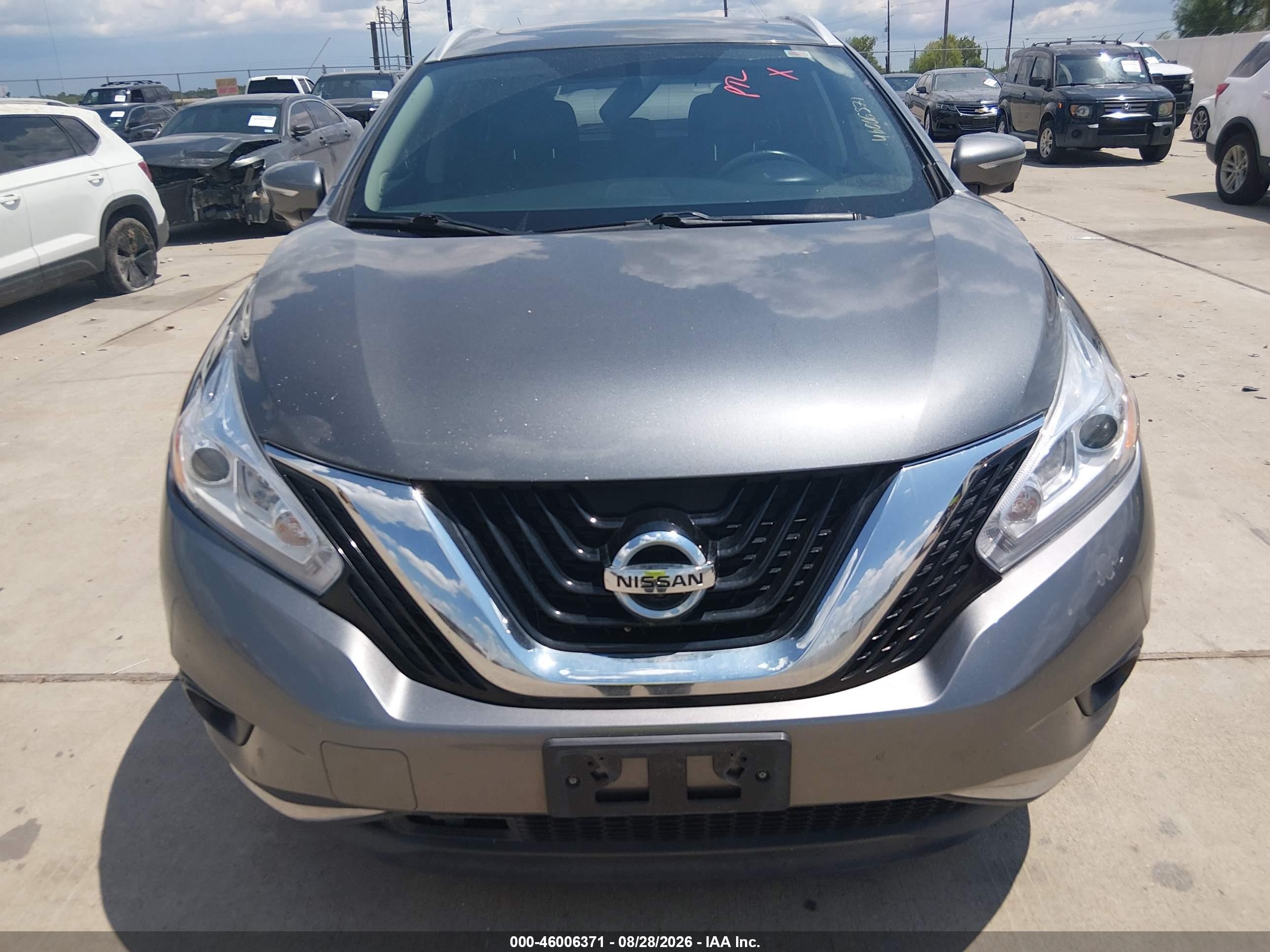 2015 Nissan Murano Sl Серый vin: 5N1AZ2MHXFN262461