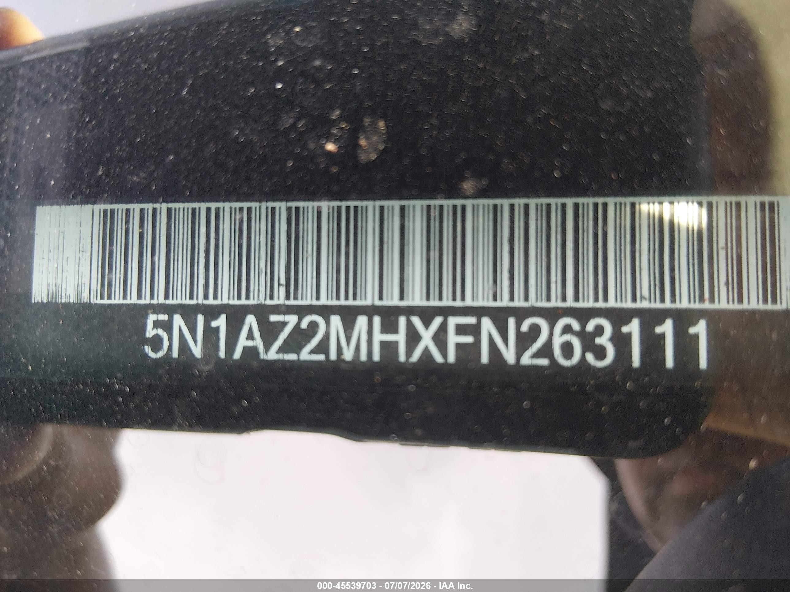 2015 Nissan Murano Sl Серый vin: 5N1AZ2MHXFN263111