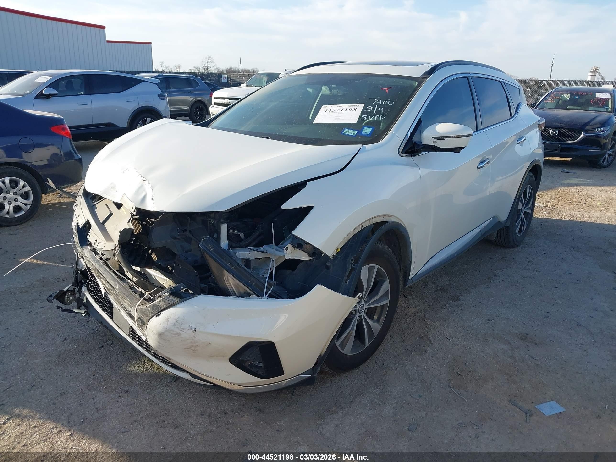 2019 Nissan Murano Sv White vin: 5N1AZ2MJ6KN157400