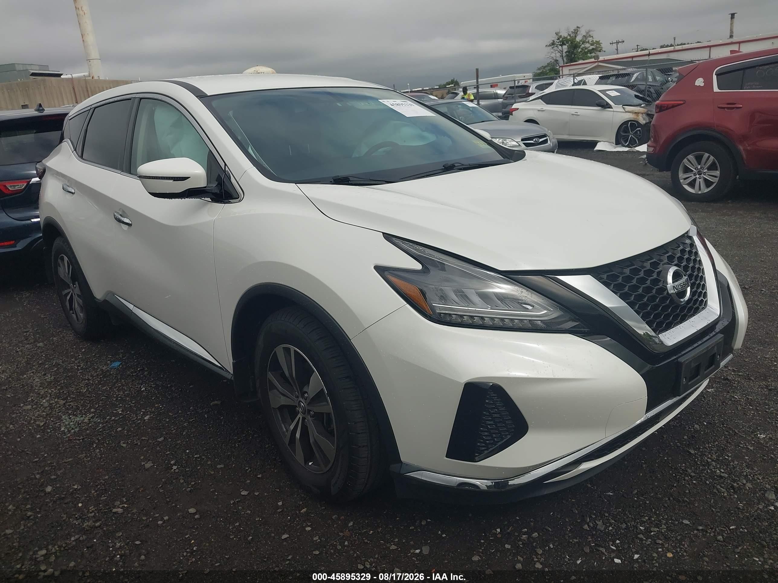 2019 Nissan Murano S White vin: 5N1AZ2MS5KN143562