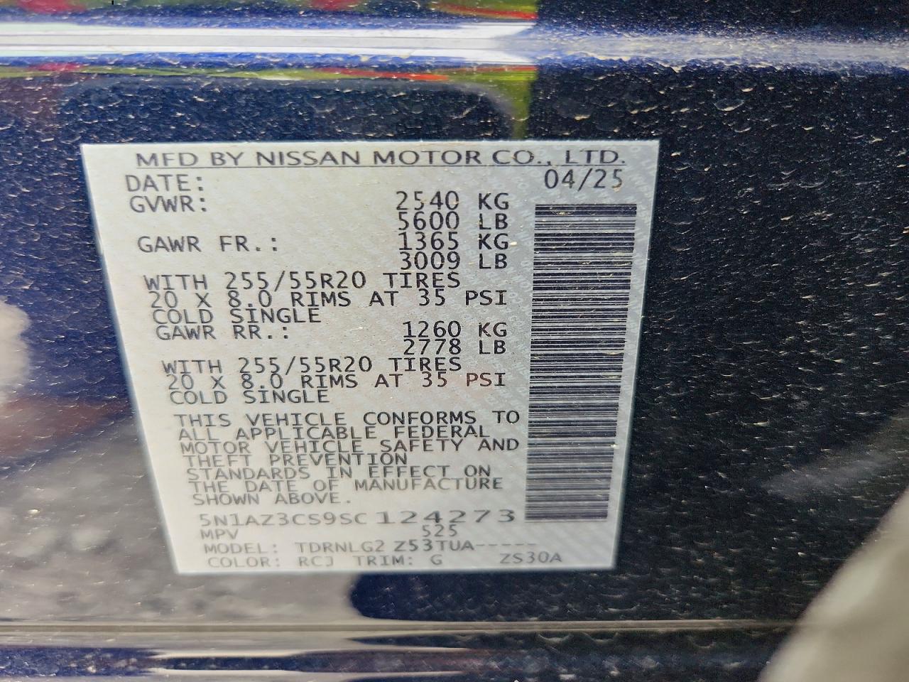 2025 Nissan Murano Sl Blue vin: 5N1AZ3CS9SC124273