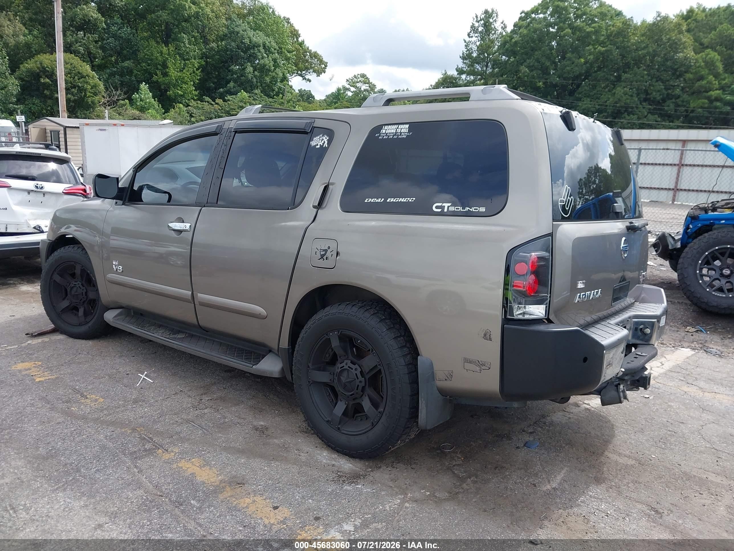 2007 Nissan Armada Se Желто-коричневый vin: 5N1BA08A47N718808