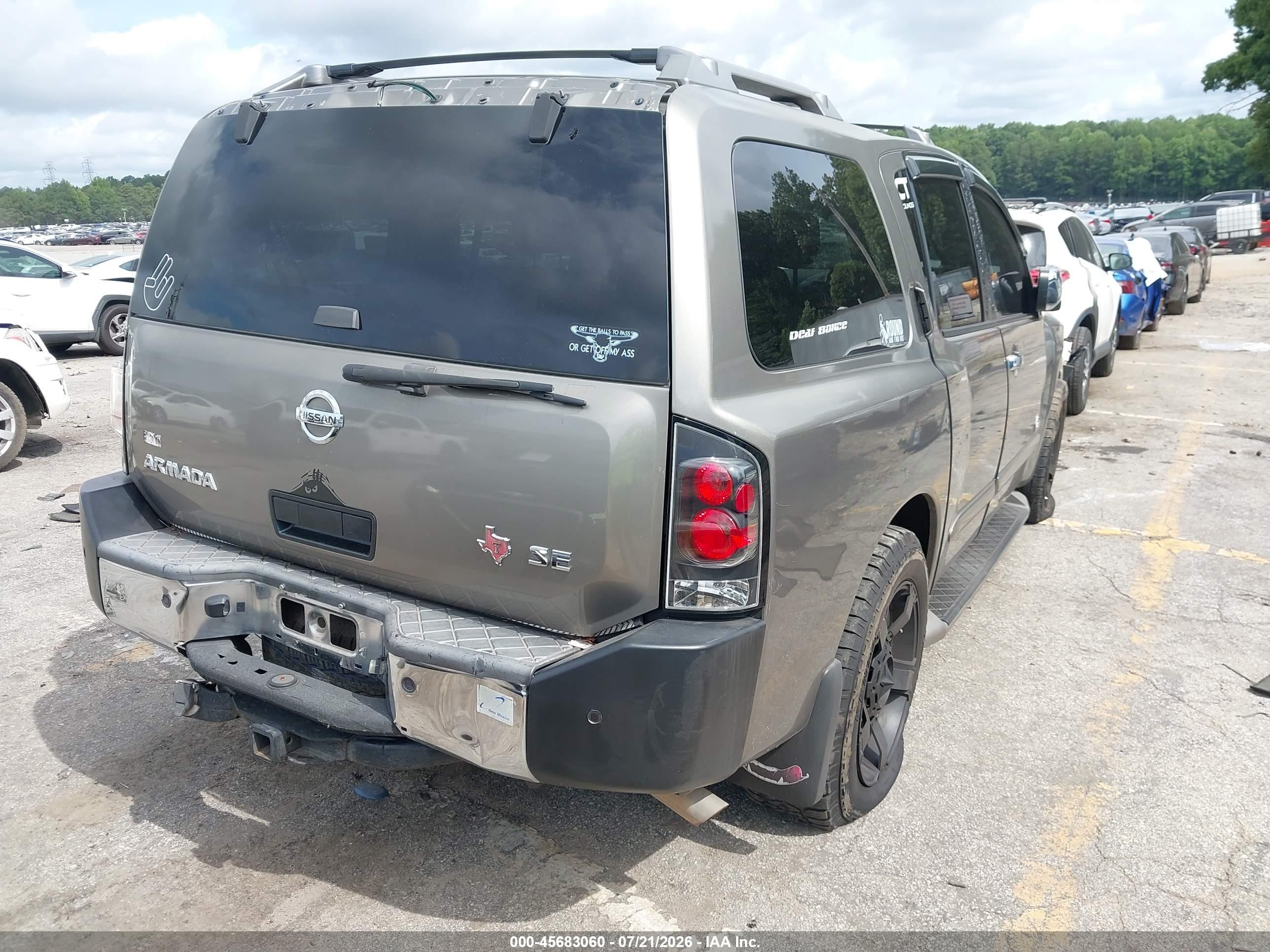 2007 Nissan Armada Se Желто-коричневый vin: 5N1BA08A47N718808