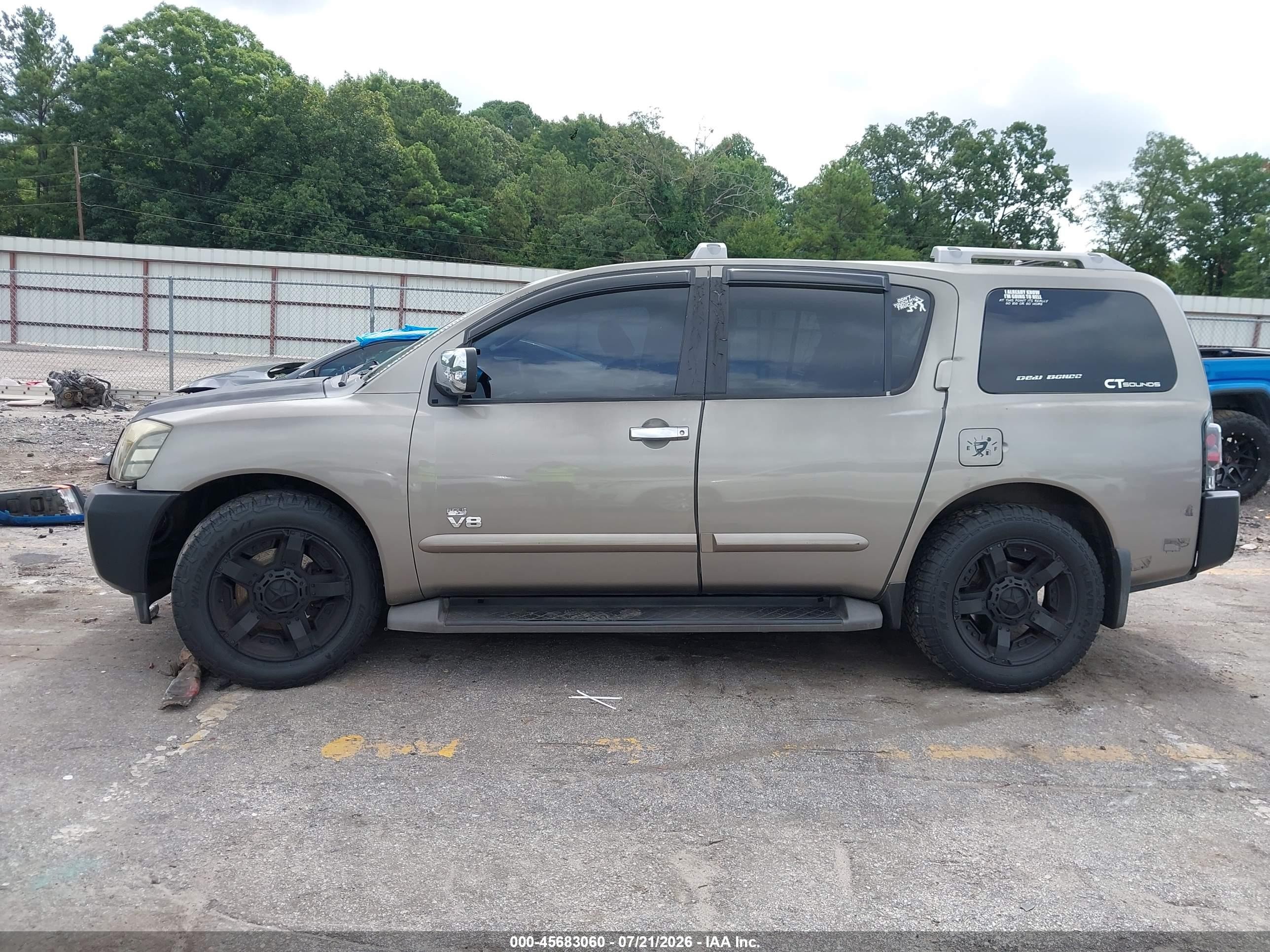 2007 Nissan Armada Se Желто-коричневый vin: 5N1BA08A47N718808