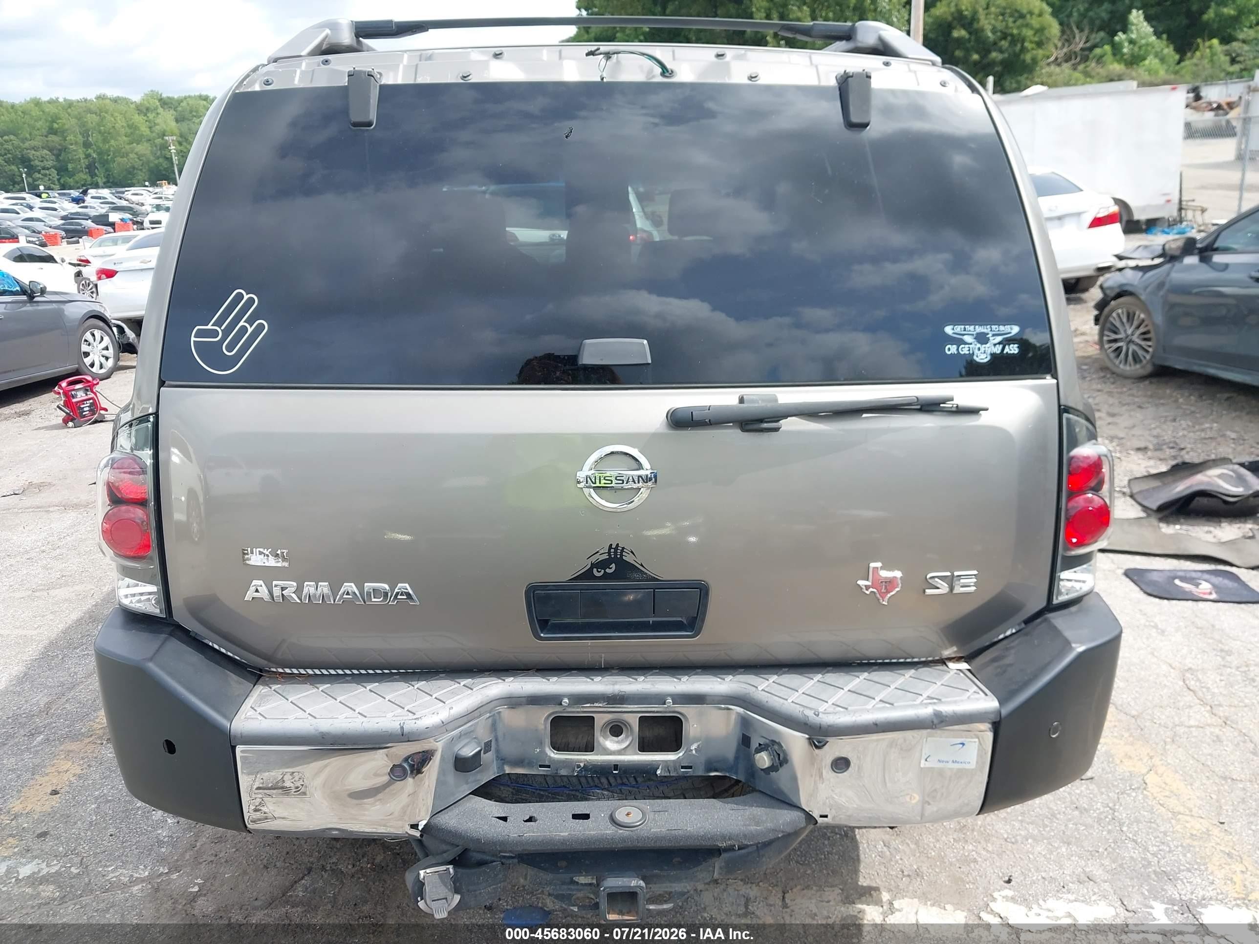 2007 Nissan Armada Se Желто-коричневый vin: 5N1BA08A47N718808