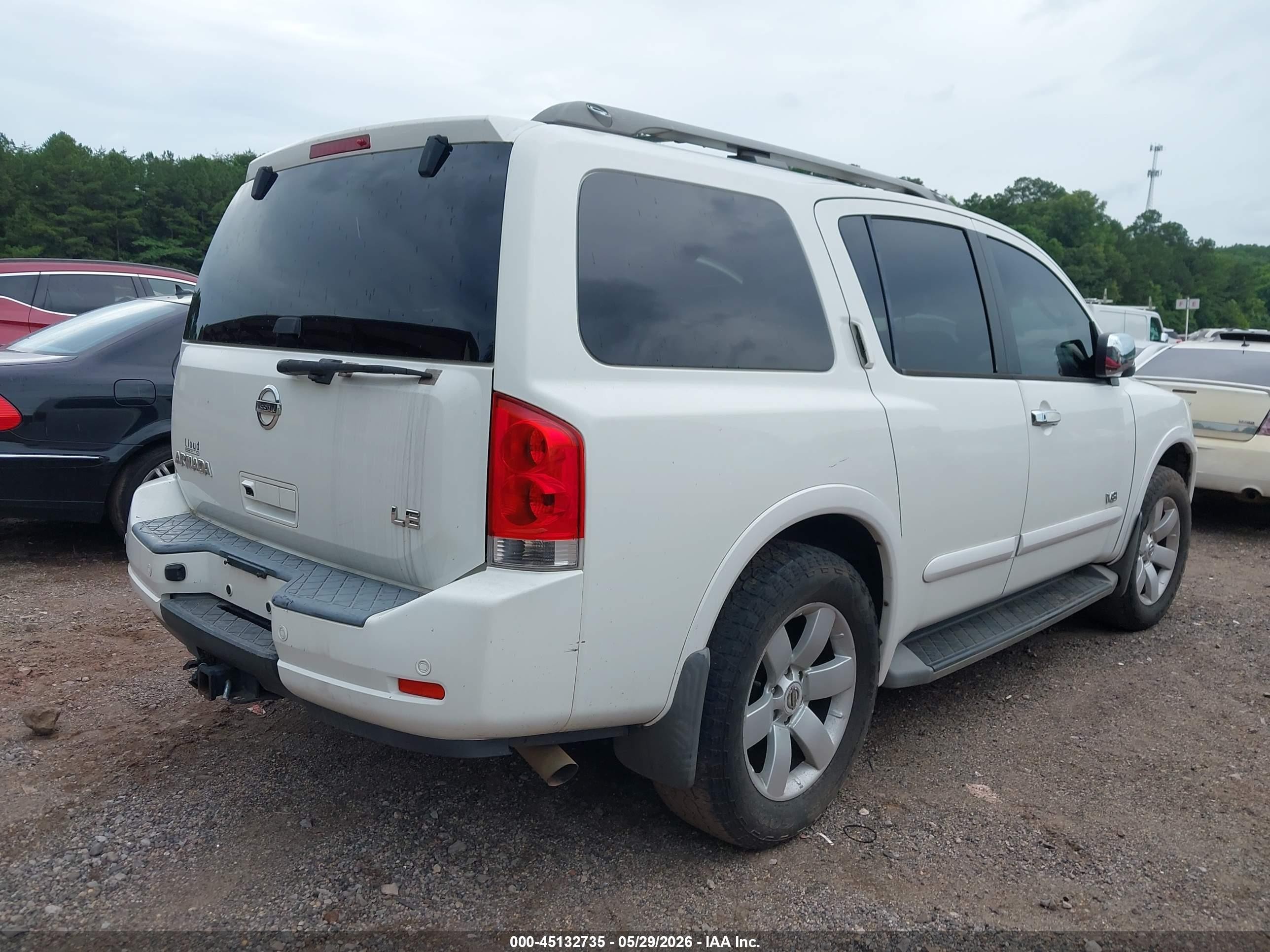 2008 Nissan Armada Le White vin: 5N1BA08C88N603454