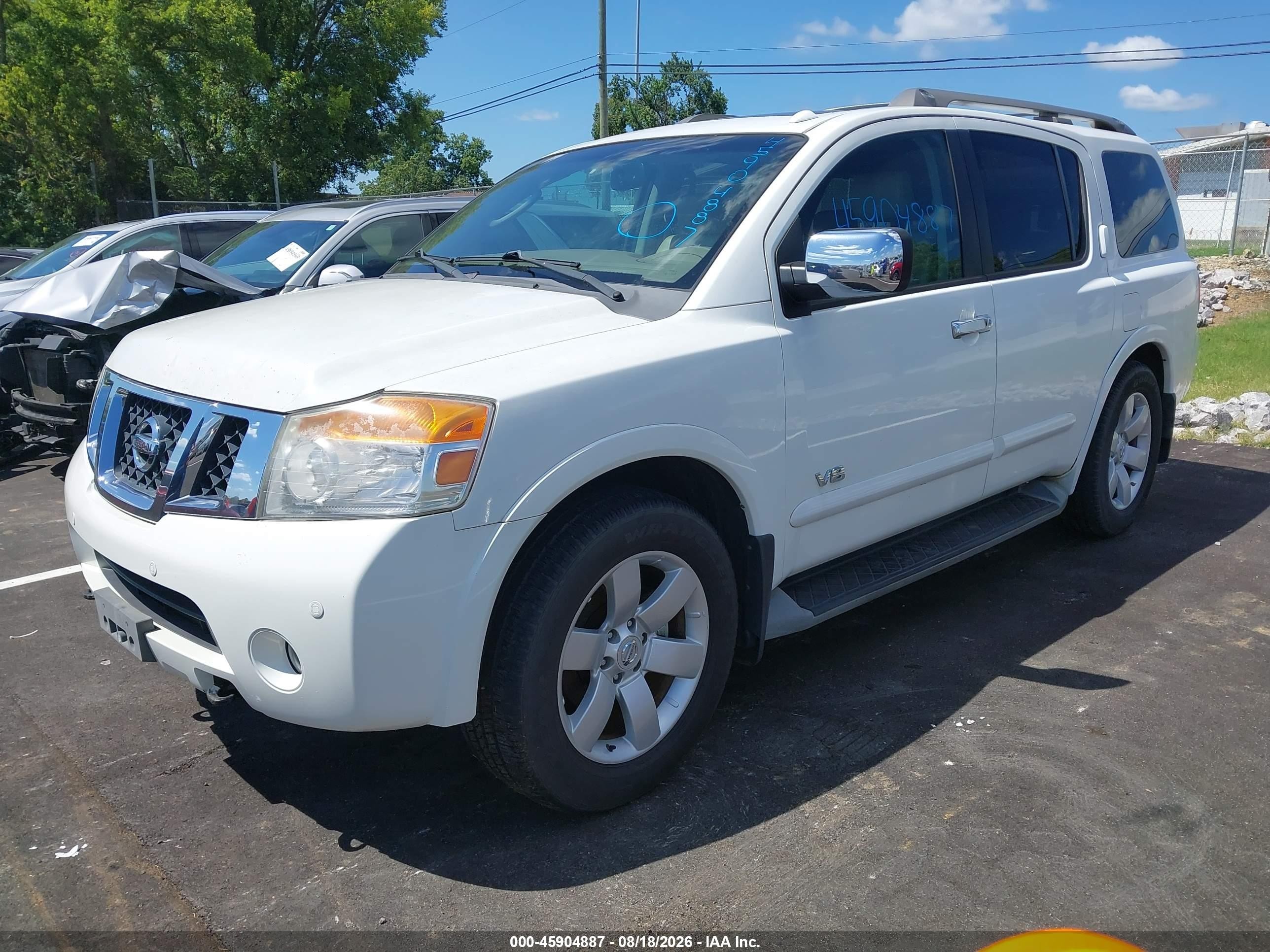 2008 Nissan Armada Le White vin: 5N1BA08C98N614799