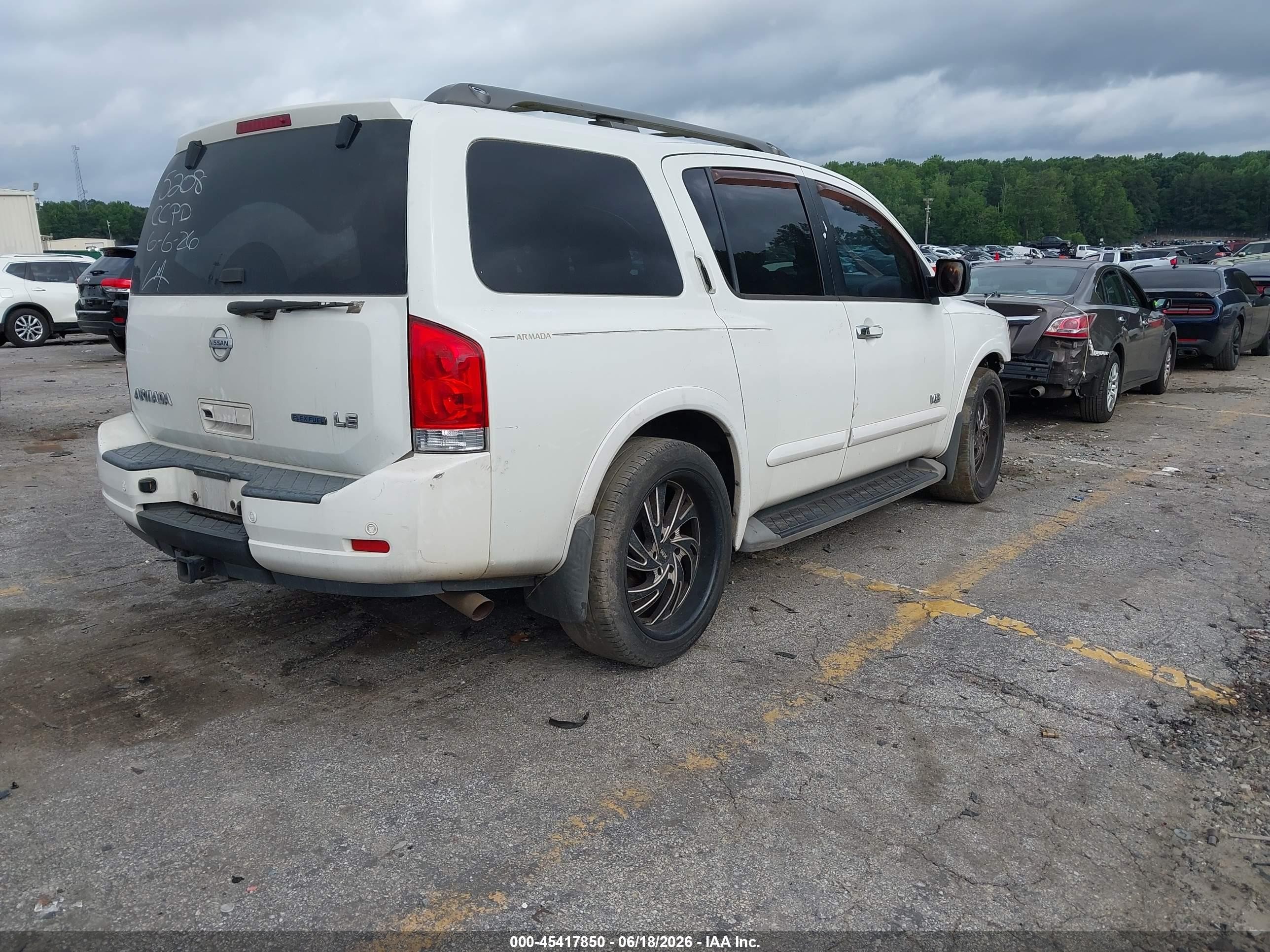 2008 Nissan Armada Le White vin: 5N1BA08D88N615208