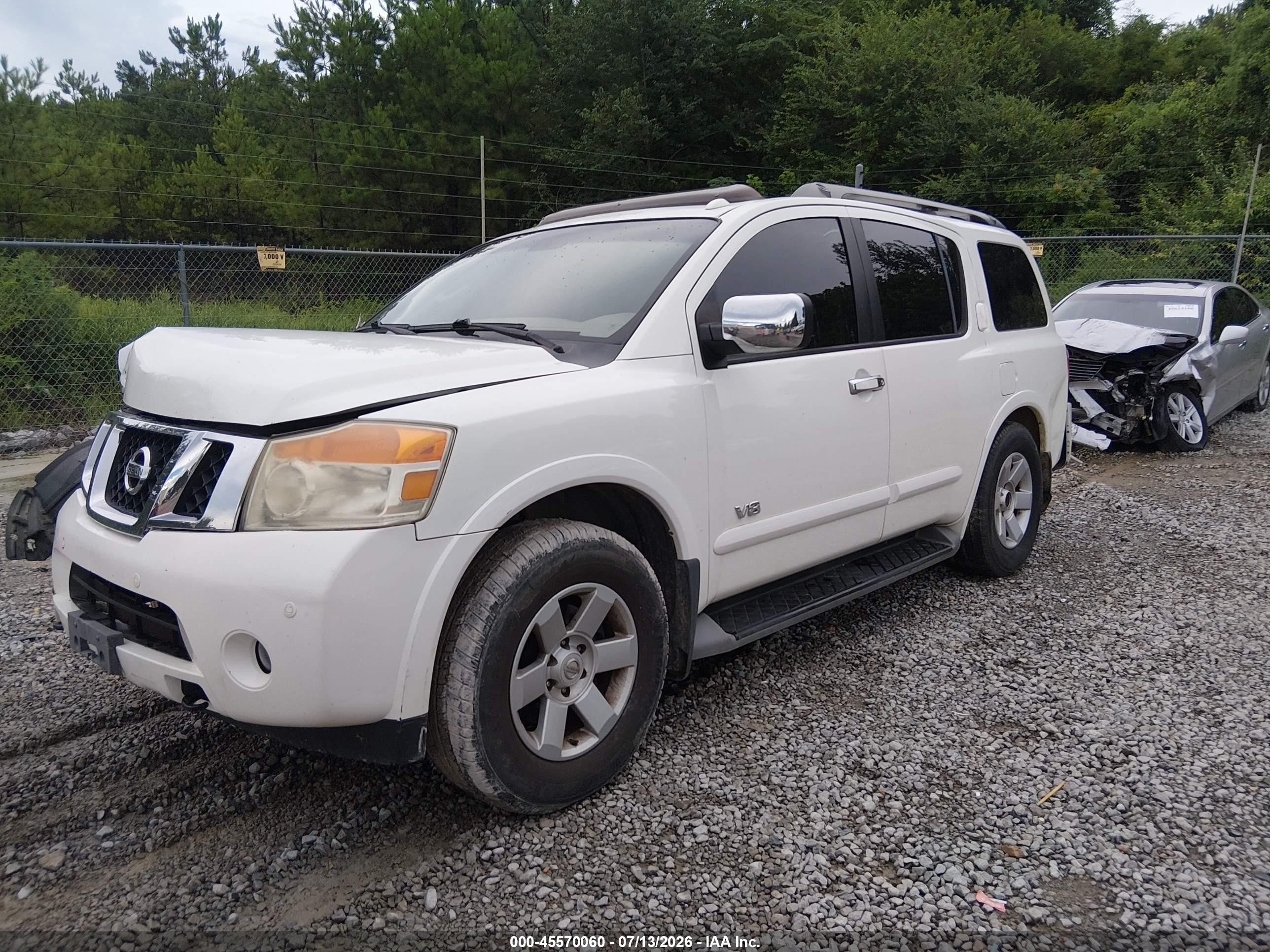 2008 Nissan Armada Le White vin: 5N1BA08D98N620563