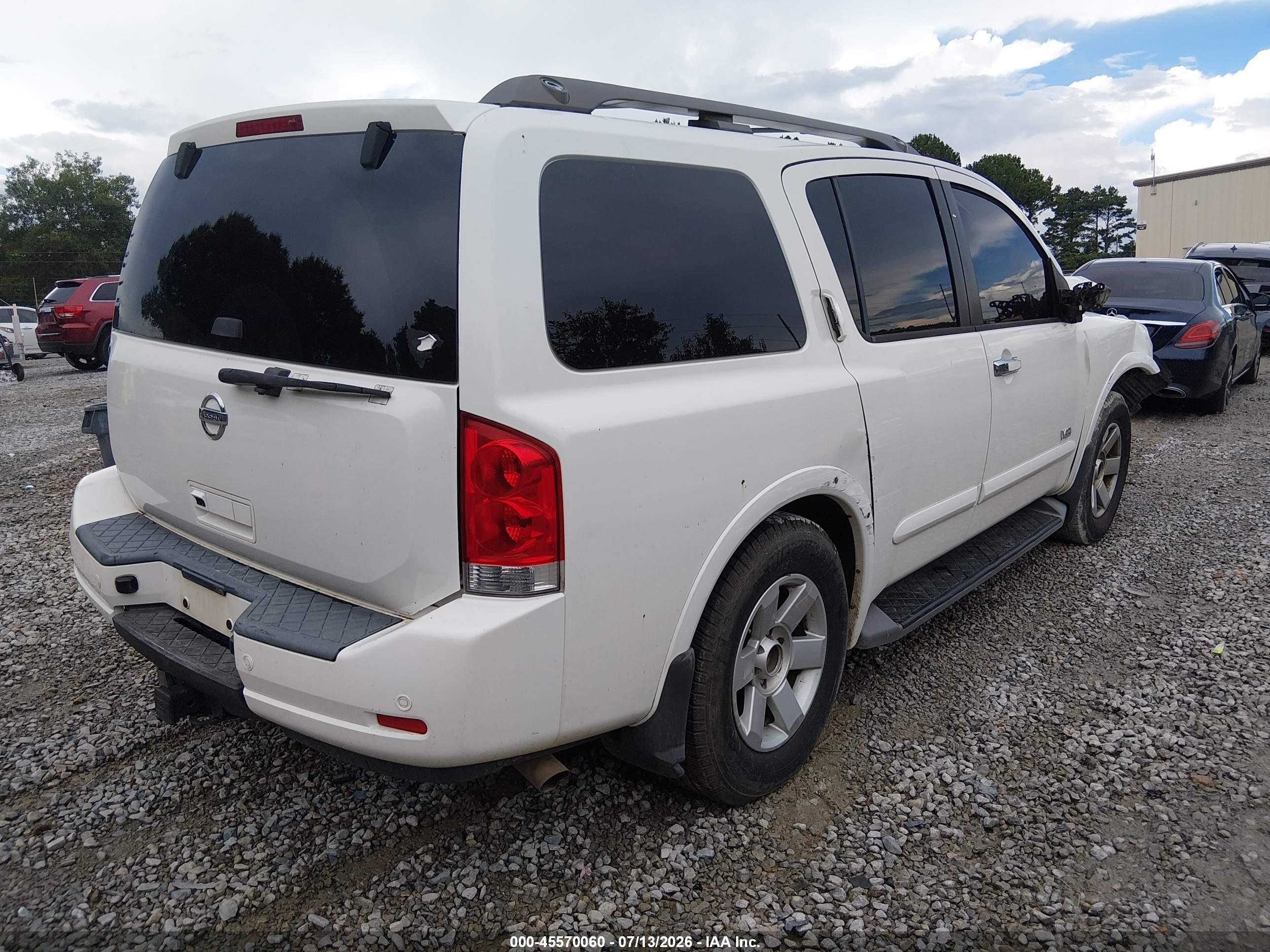 2008 Nissan Armada Le White vin: 5N1BA08D98N620563