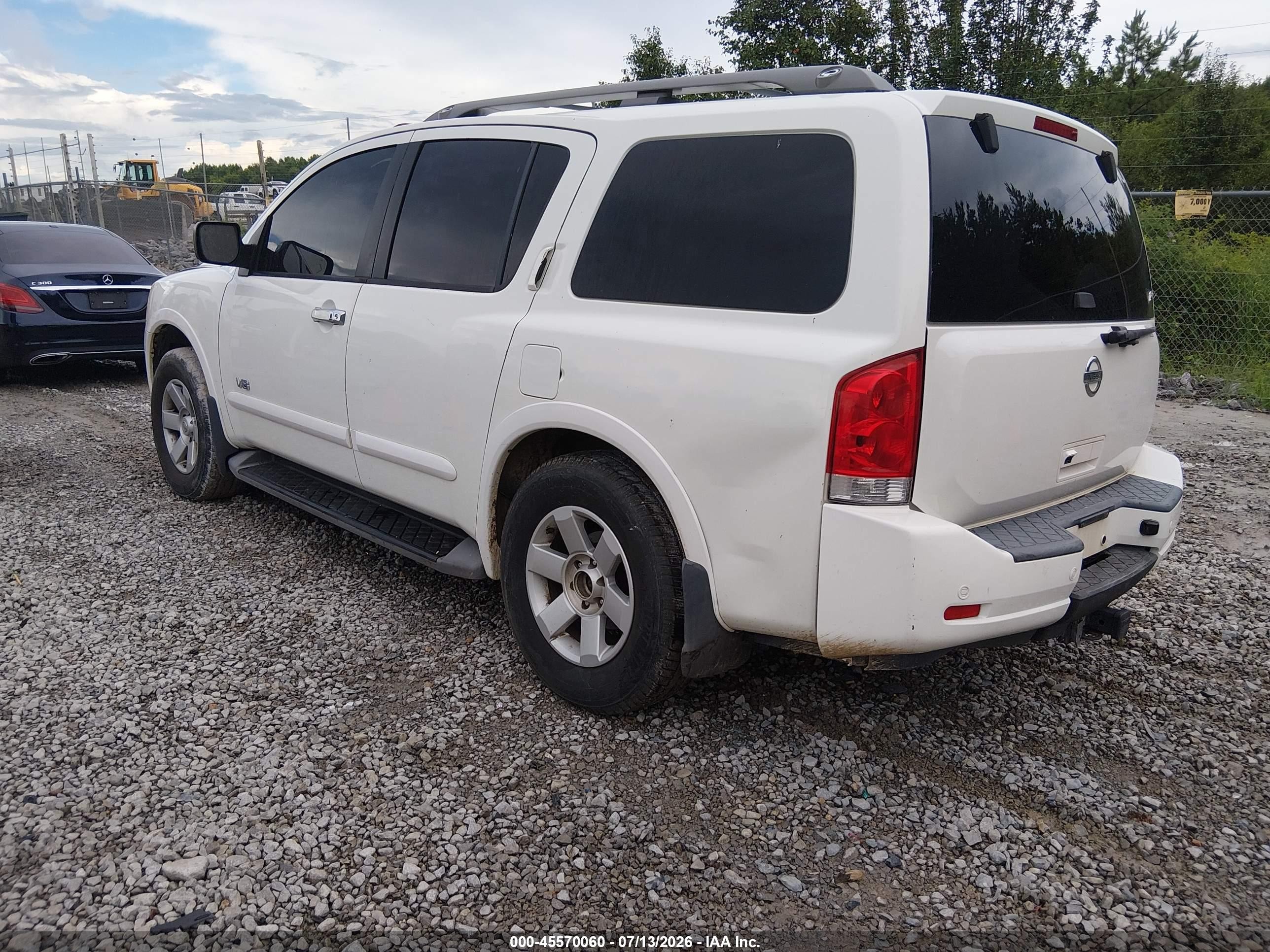 2008 Nissan Armada Le White vin: 5N1BA08D98N620563