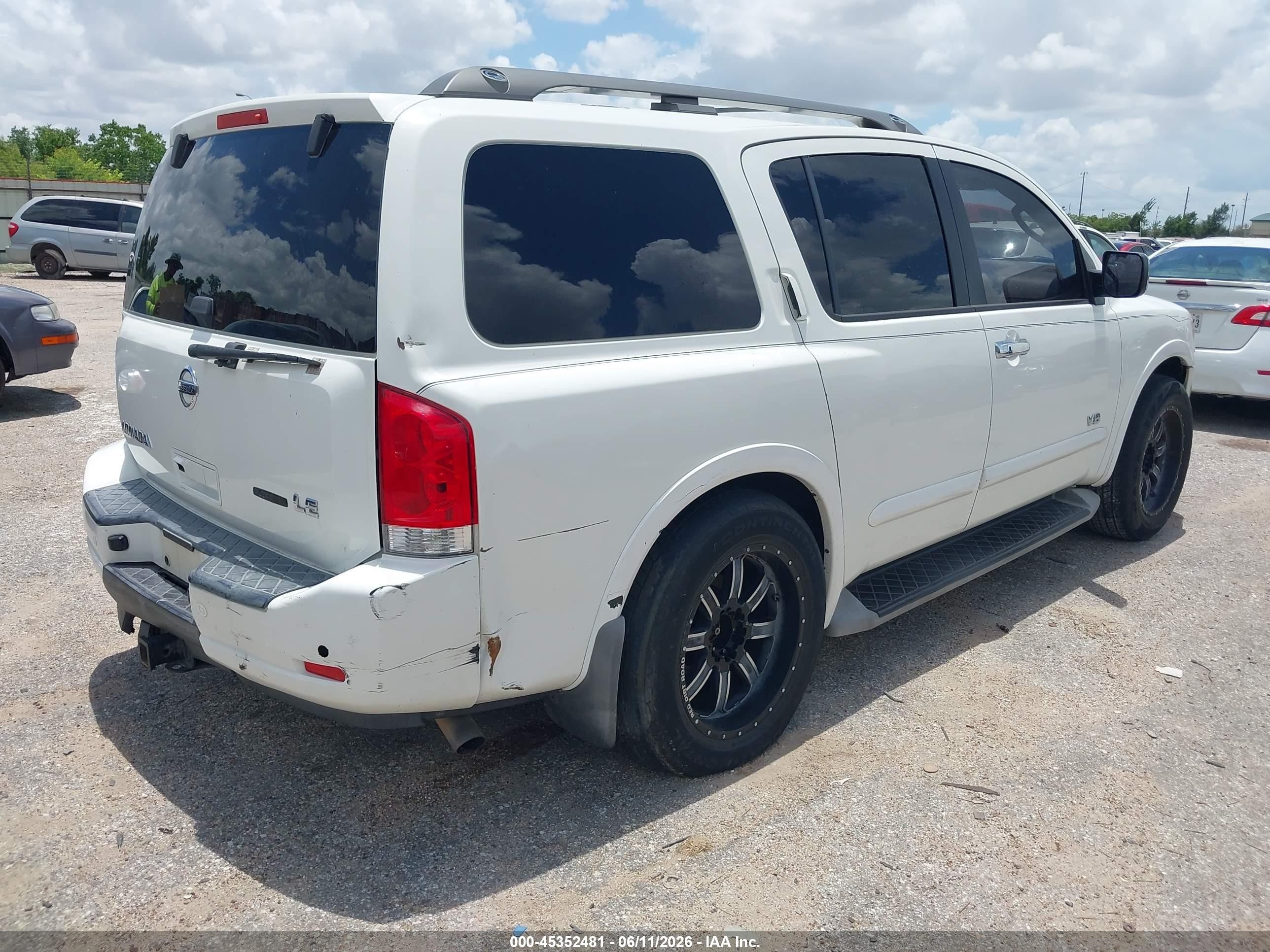 2008 Nissan Armada Le White vin: 5N1BA08DX8N627926