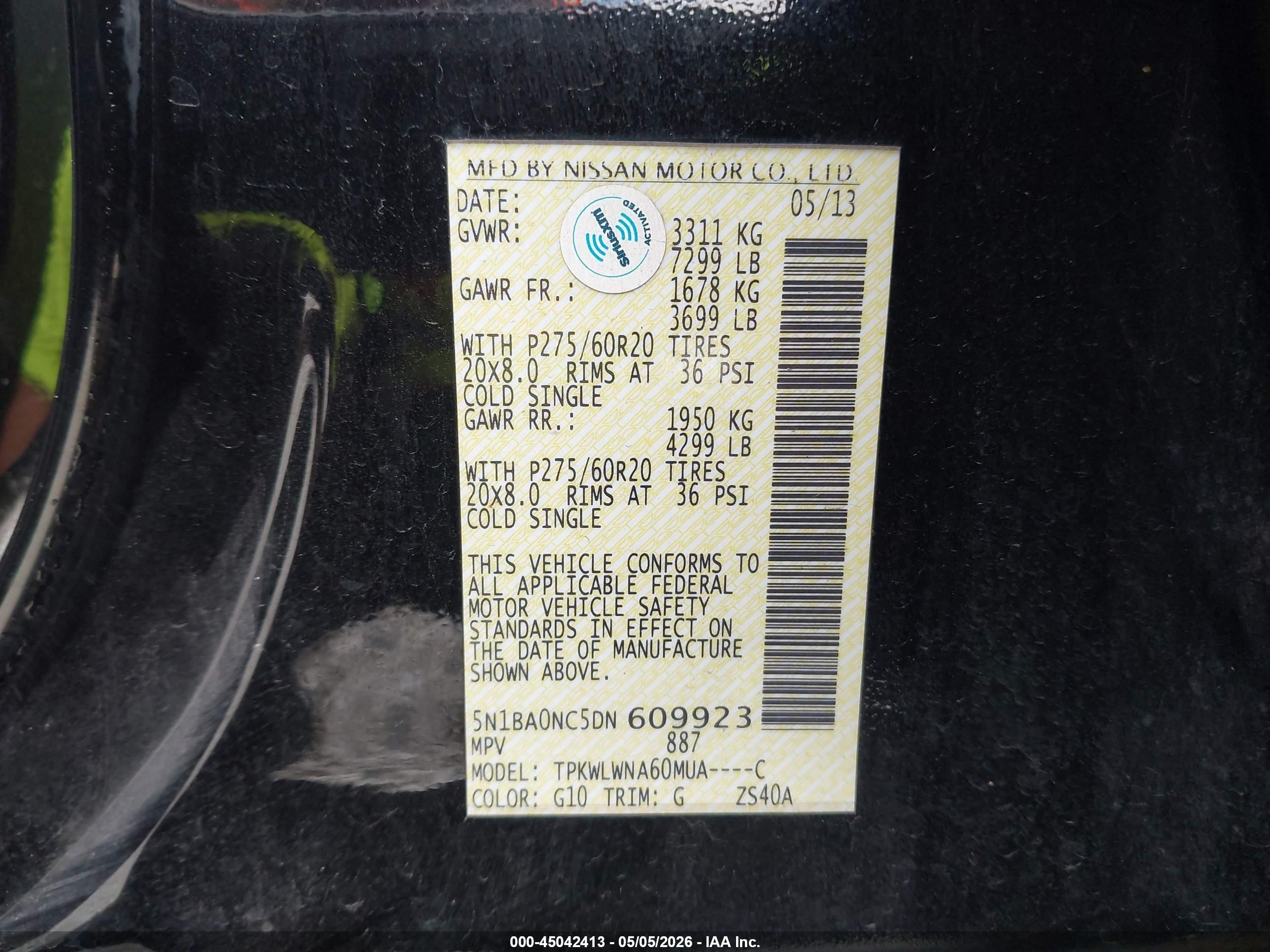 2013 Nissan Armada Platinum Black vin: 5N1BA0NC5DN609923