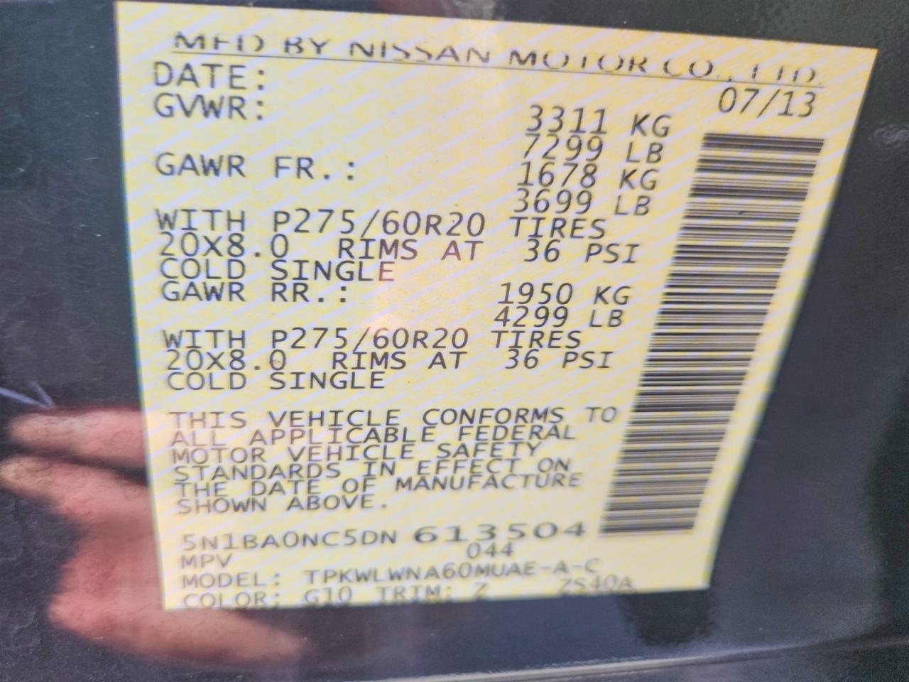 2013 Nissan Armada Sv Черный vin: 5N1BA0NC5DN613504