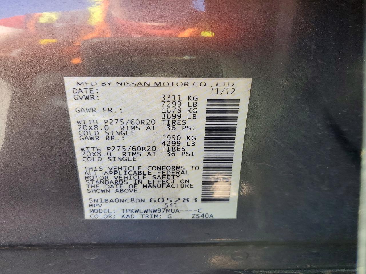 2013 Nissan Armada Sv Gray vin: 5N1BA0NC8DN605283