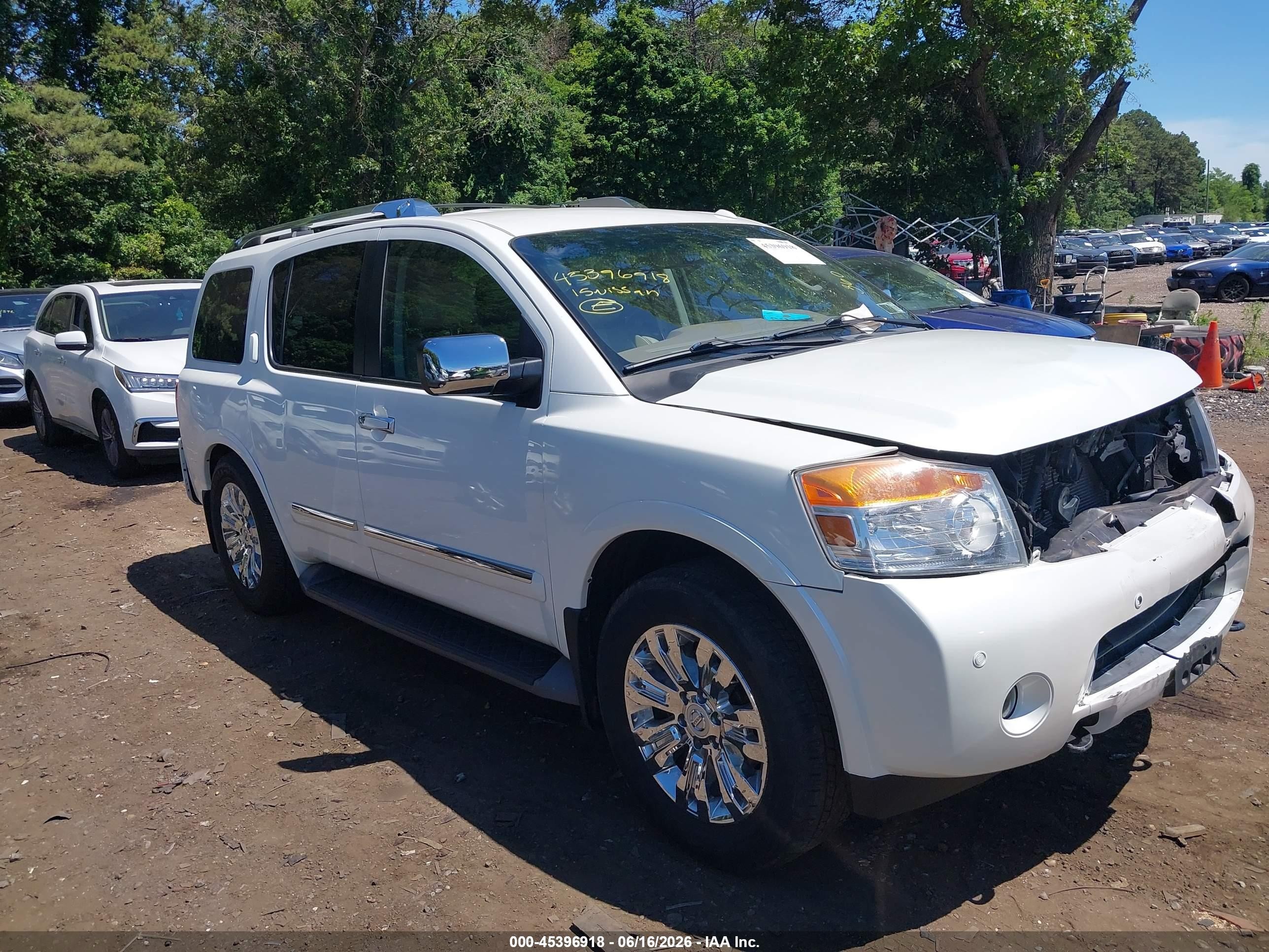 2015 Nissan Armada Platinum White vin: 5N1BA0NCXFN621486